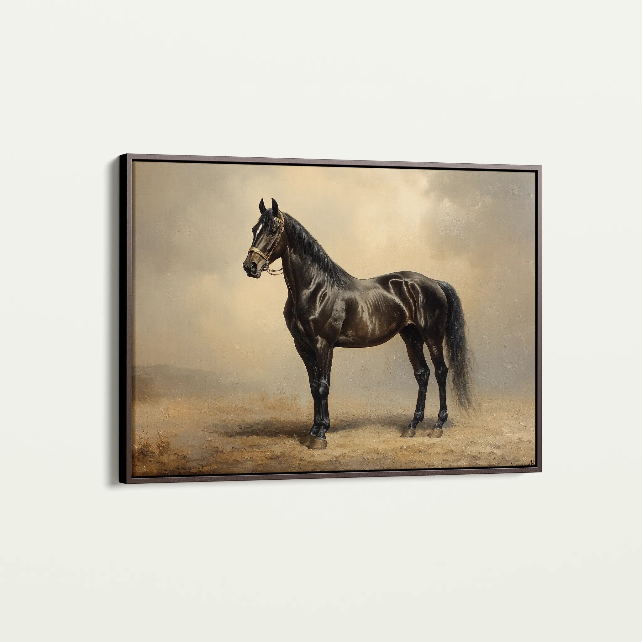 Horses 199 Canvas Art 18" x 24" / 45 x 60 cm / Black