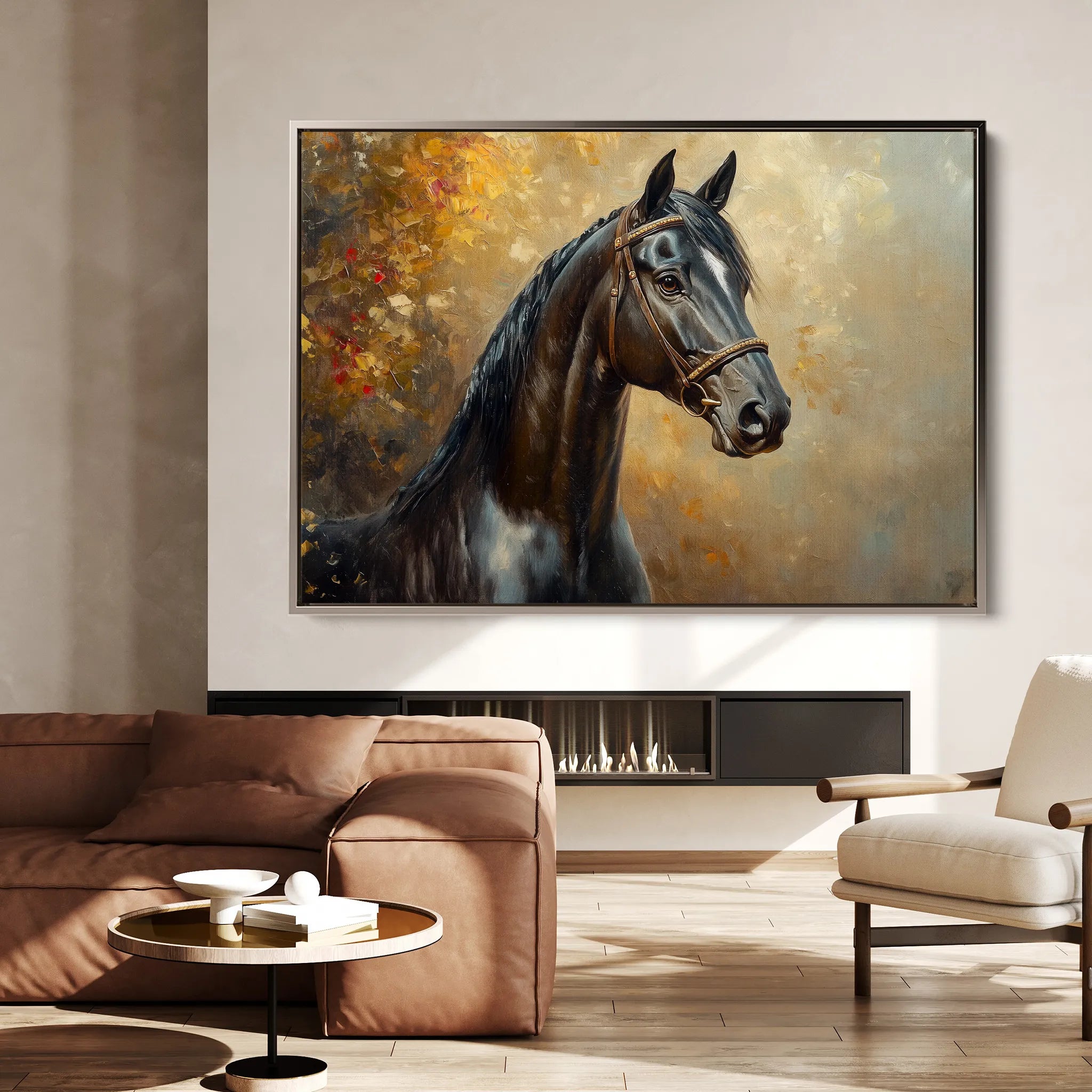 Horses 200 Canvas Art 18" x 24" / 45 x 60 cm / Black