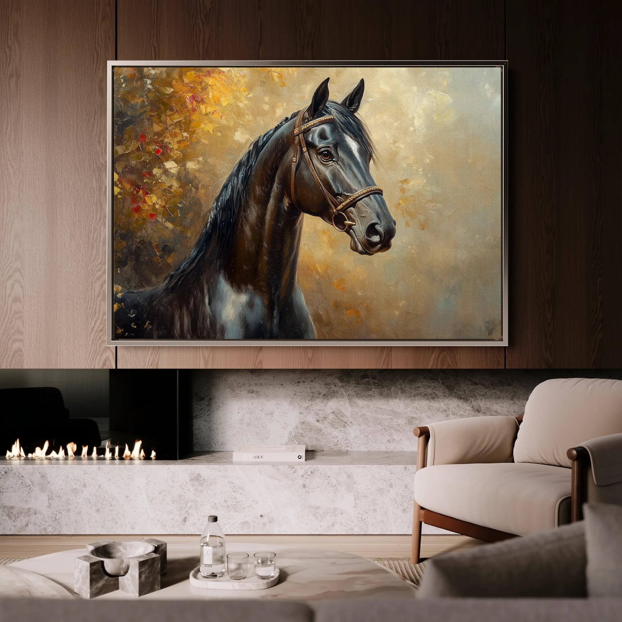 Horses 200 Canvas Art 18" x 24" / 45 x 60 cm / Black
