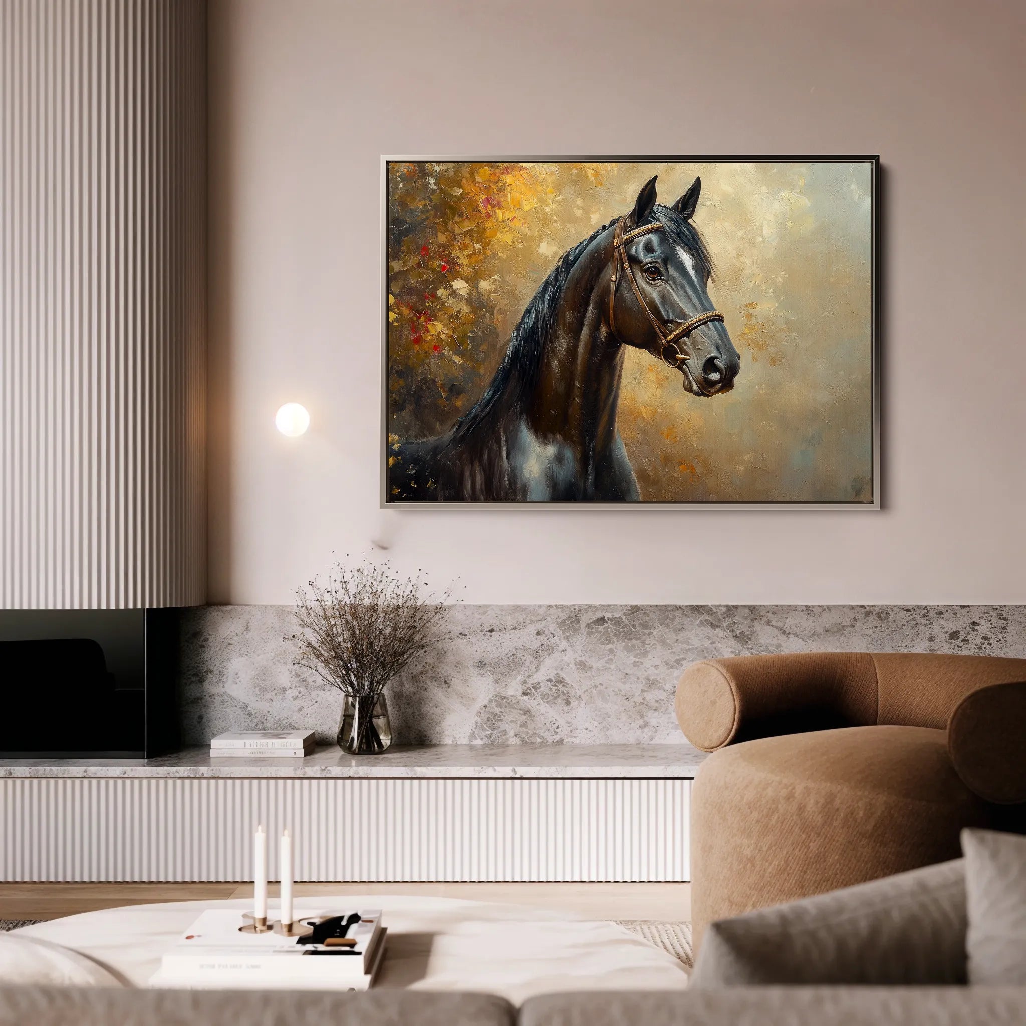Horses 200 Canvas Art 18" x 24" / 45 x 60 cm / Black