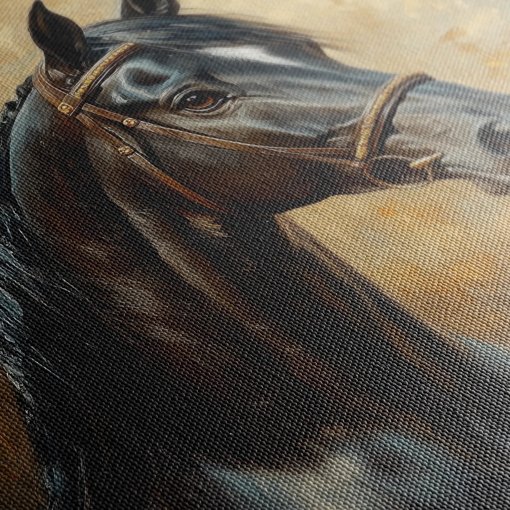 Horses 200 Canvas Art 18" x 24" / 45 x 60 cm / Black