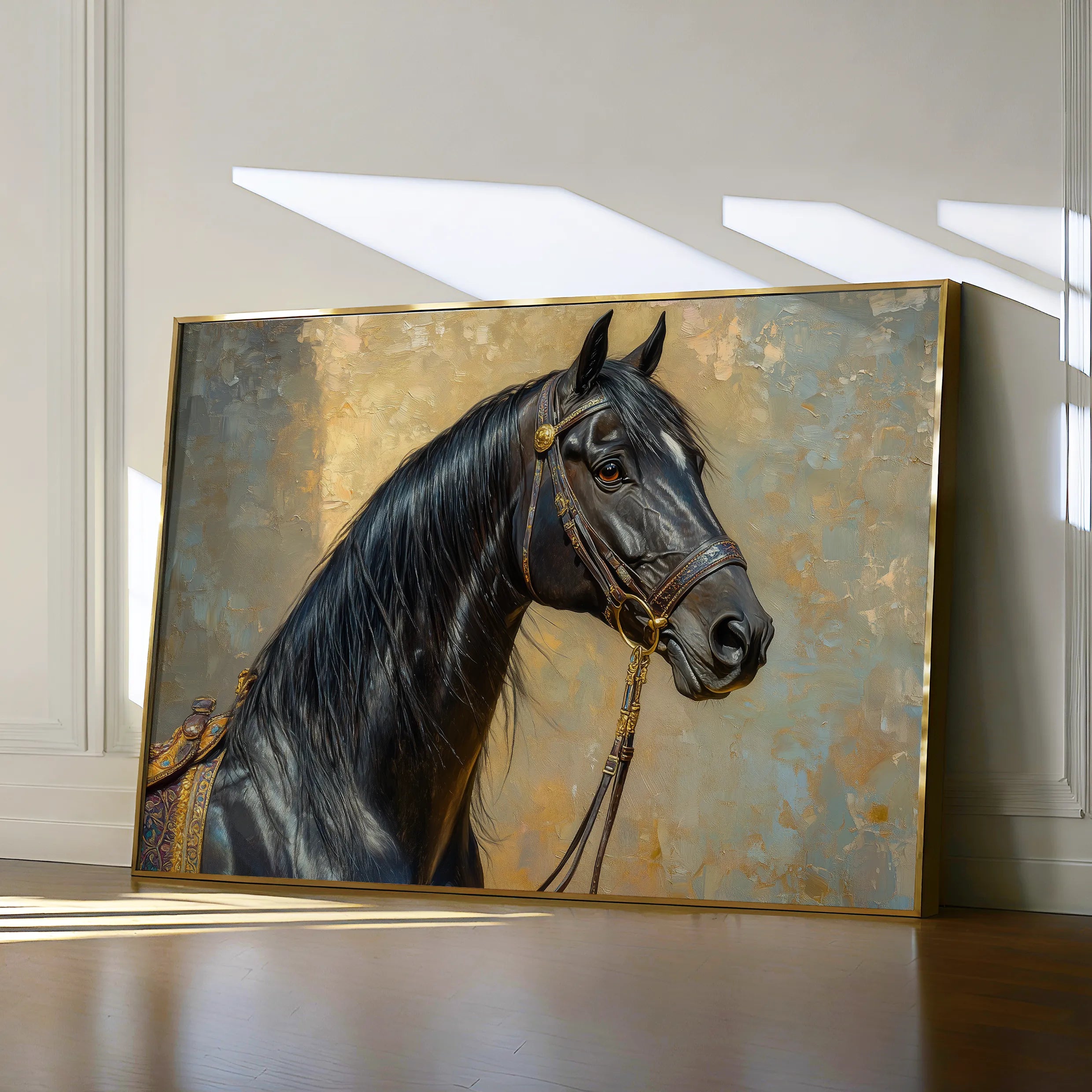 Horses 201 Canvas Art 18" x 24" / 45 x 60 cm / Black