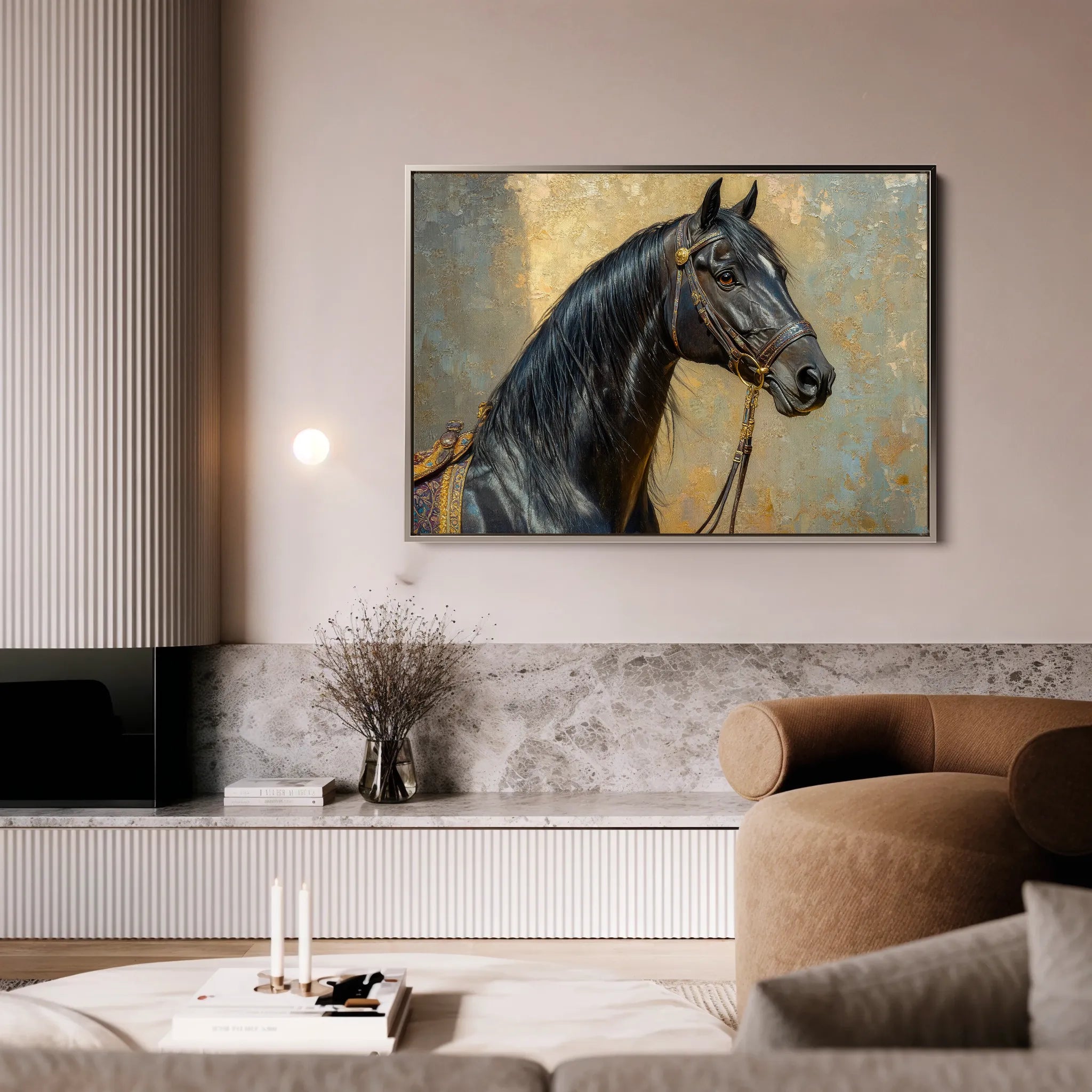 Horses 201 Canvas Art 18" x 24" / 45 x 60 cm / Black