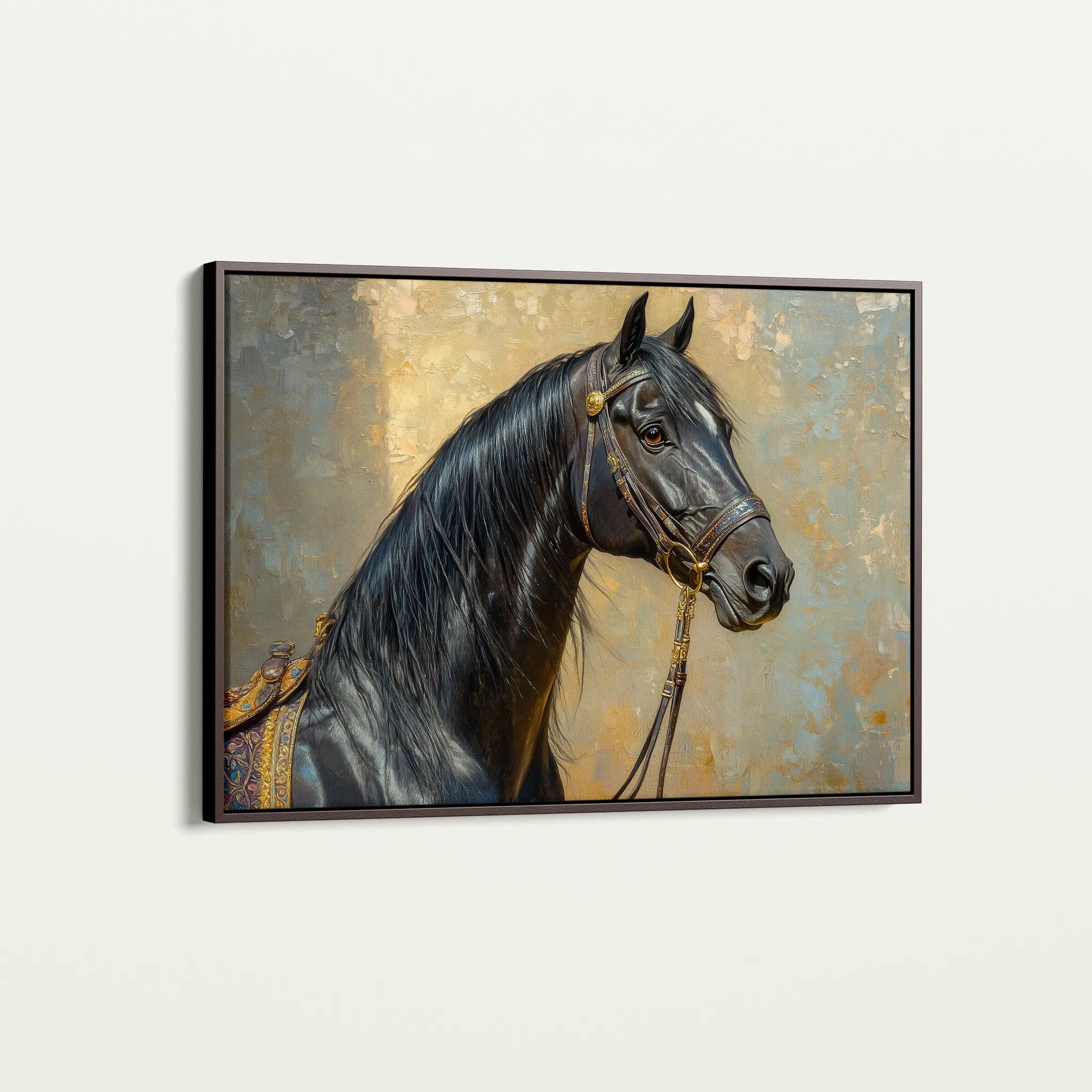 Horses 201 Canvas Art 18" x 24" / 45 x 60 cm / Black