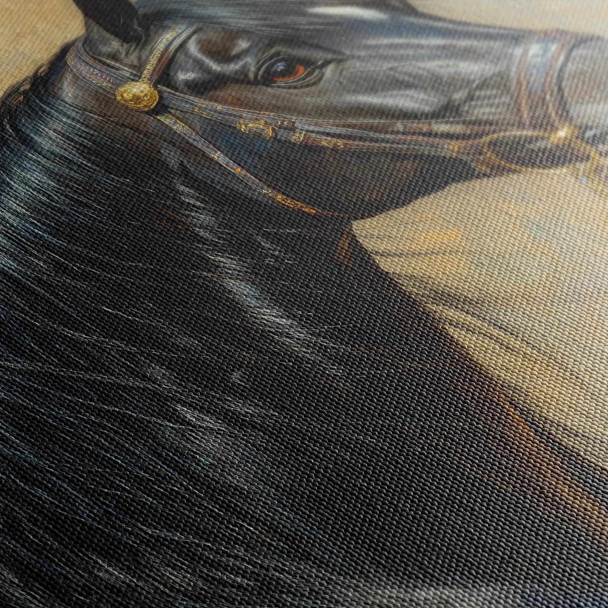 Horses 201 Canvas Art 18" x 24" / 45 x 60 cm / Black