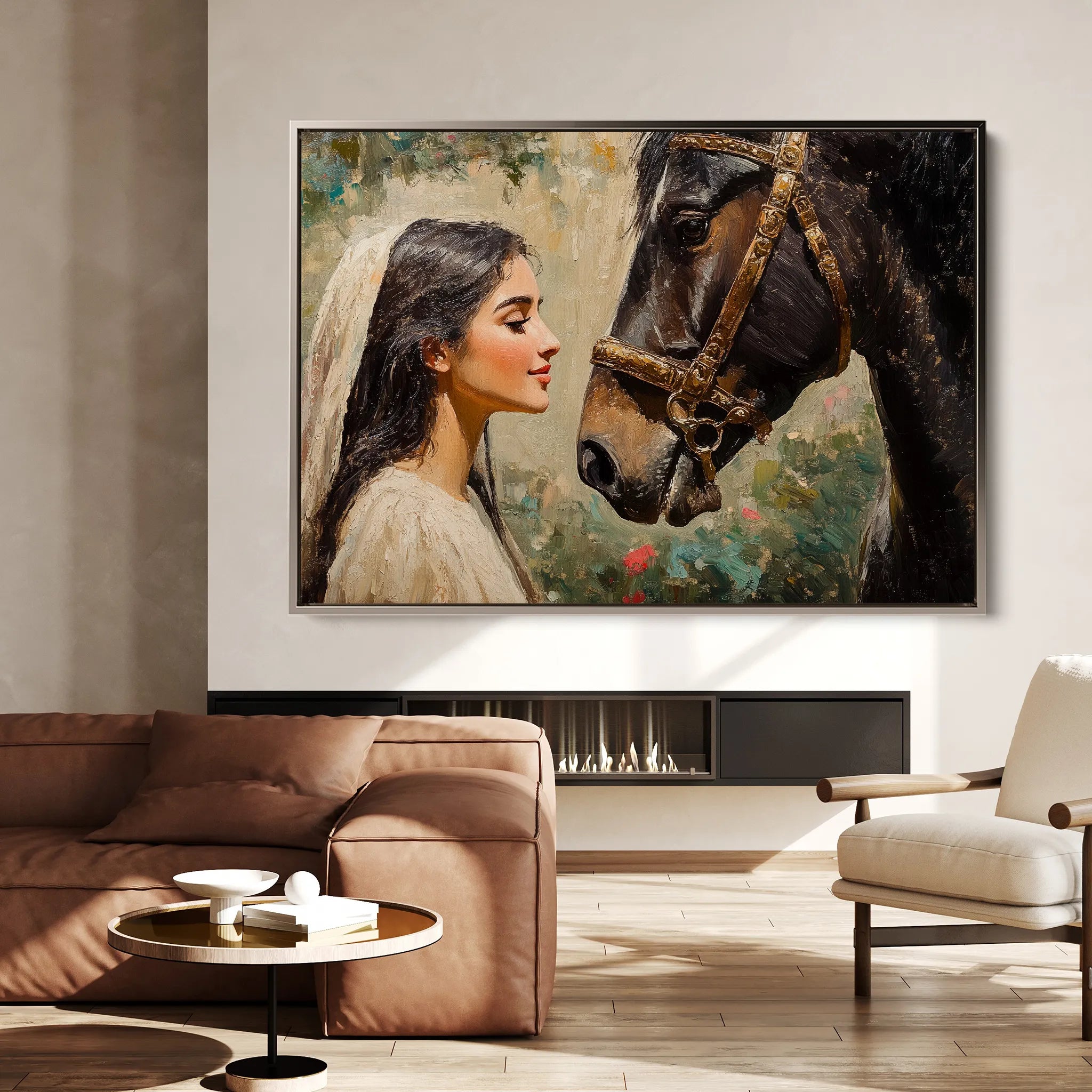 Horses 202 Canvas Art 18" x 24" / 45 x 60 cm / Black