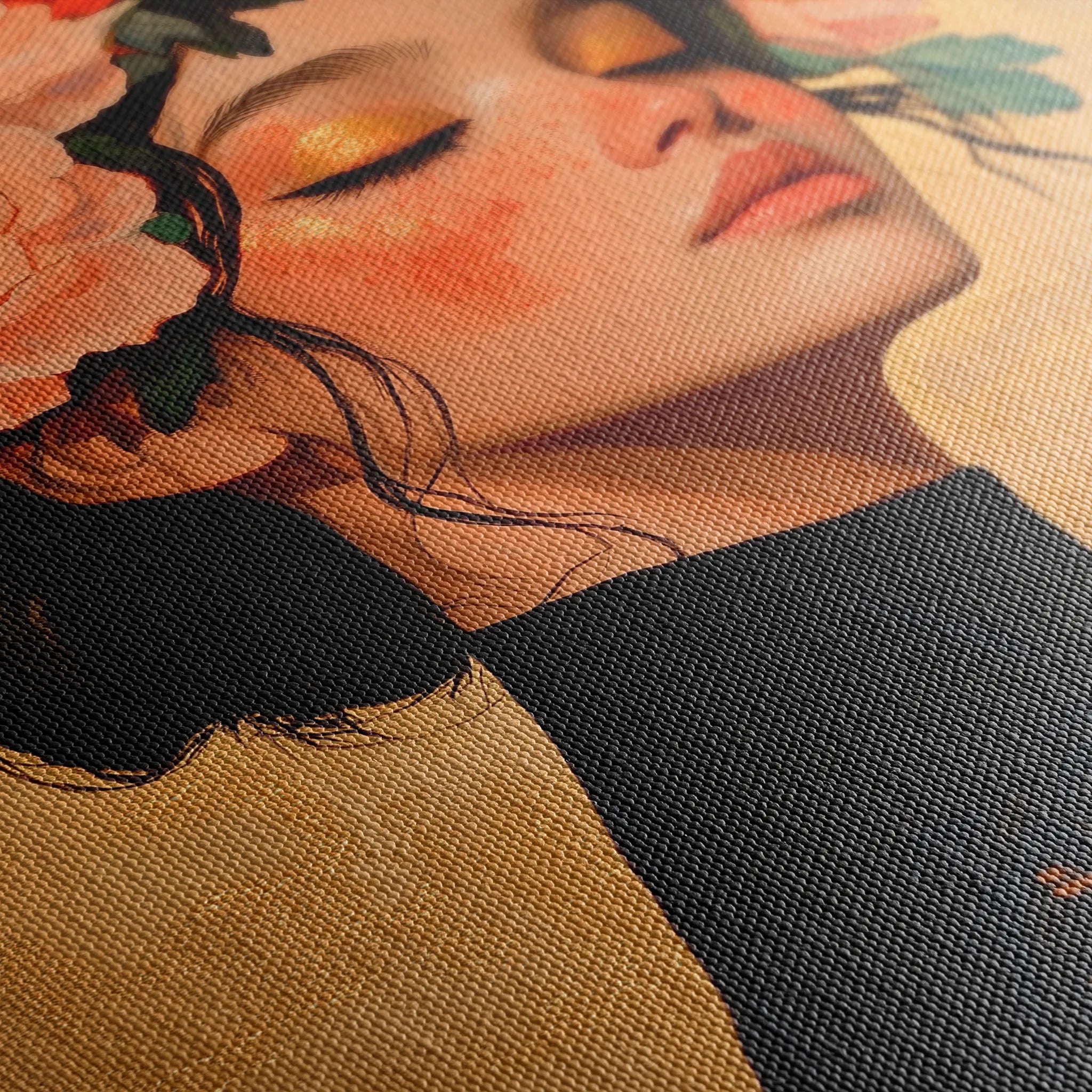 Portrait 202 Canvas Art 18" x 24" / 45 x 60 cm / Black