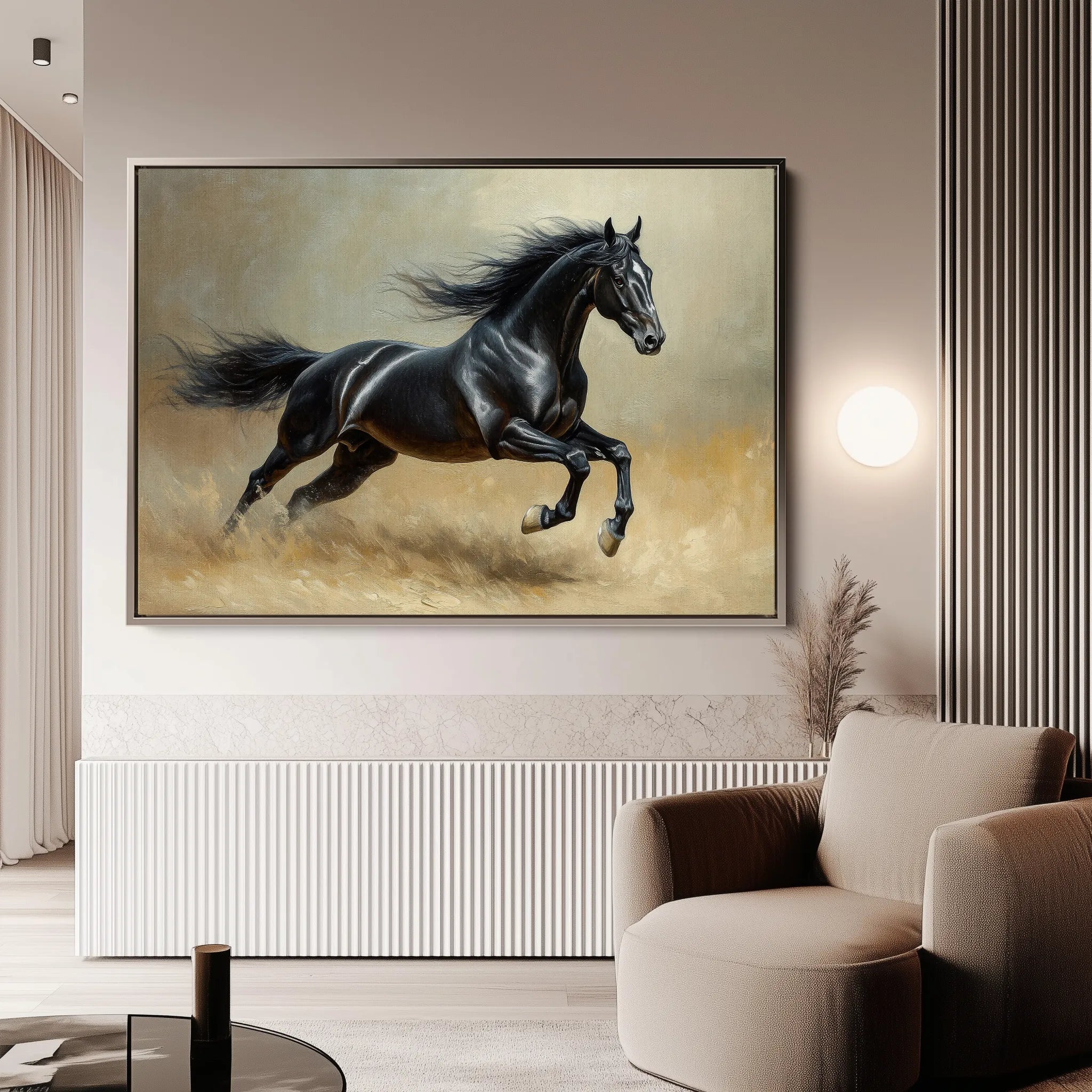 Horses 203 Canvas Art 18" x 24" / 45 x 60 cm / Black