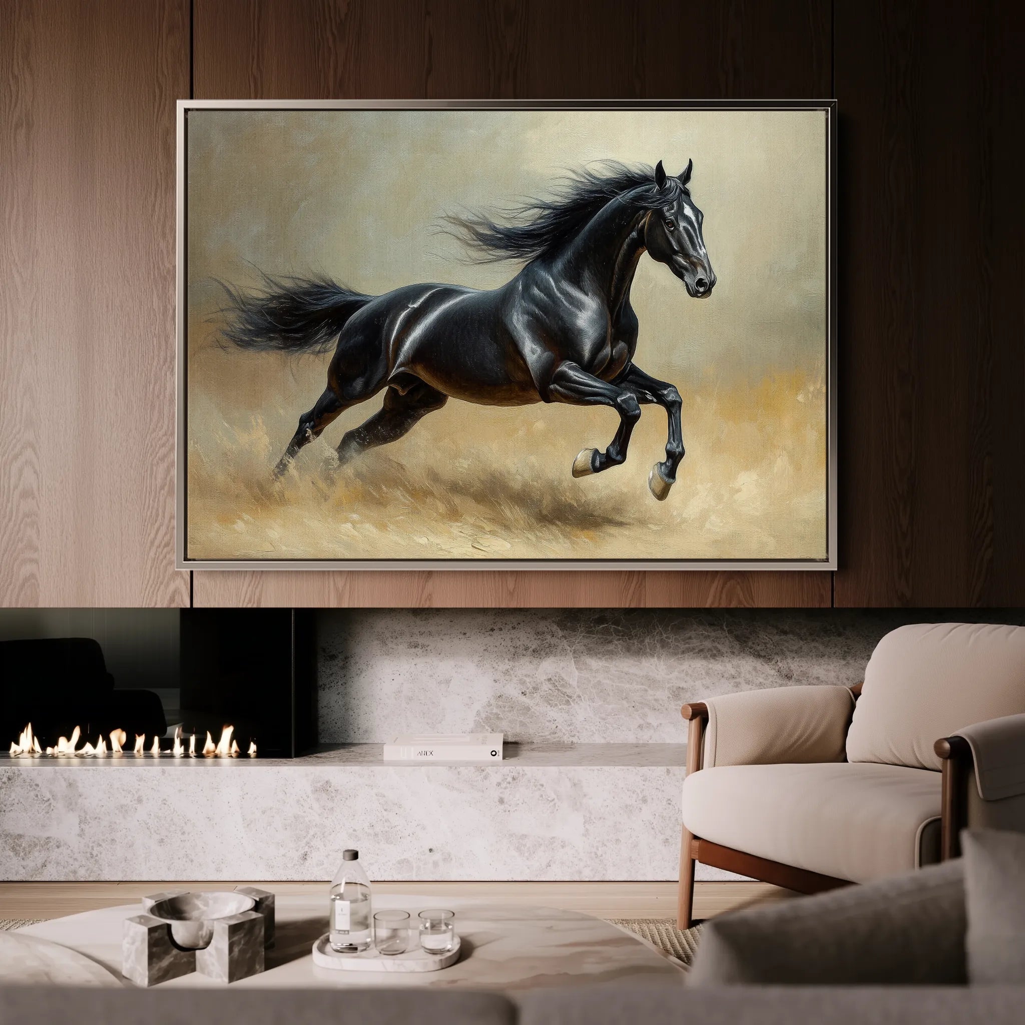 Horses 203 Canvas Art 18" x 24" / 45 x 60 cm / Black