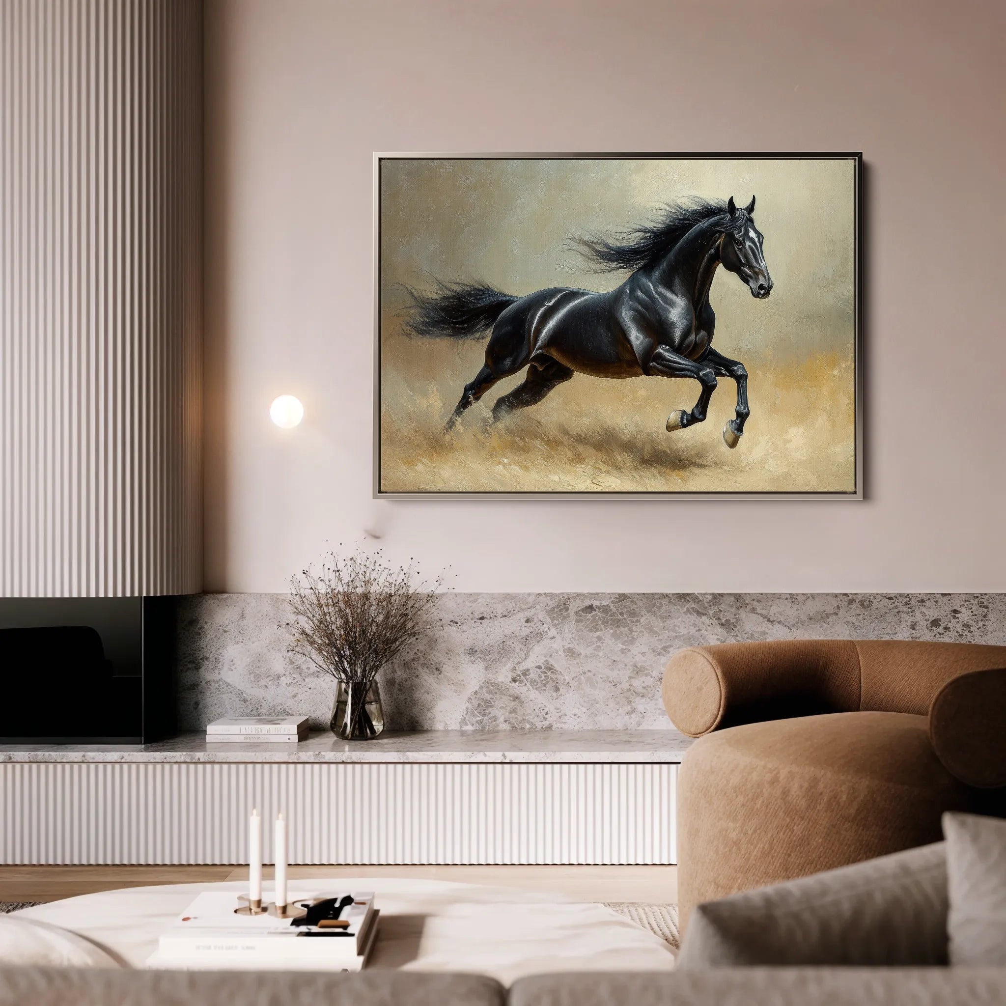 Horses 203 Canvas Art 18" x 24" / 45 x 60 cm / Black