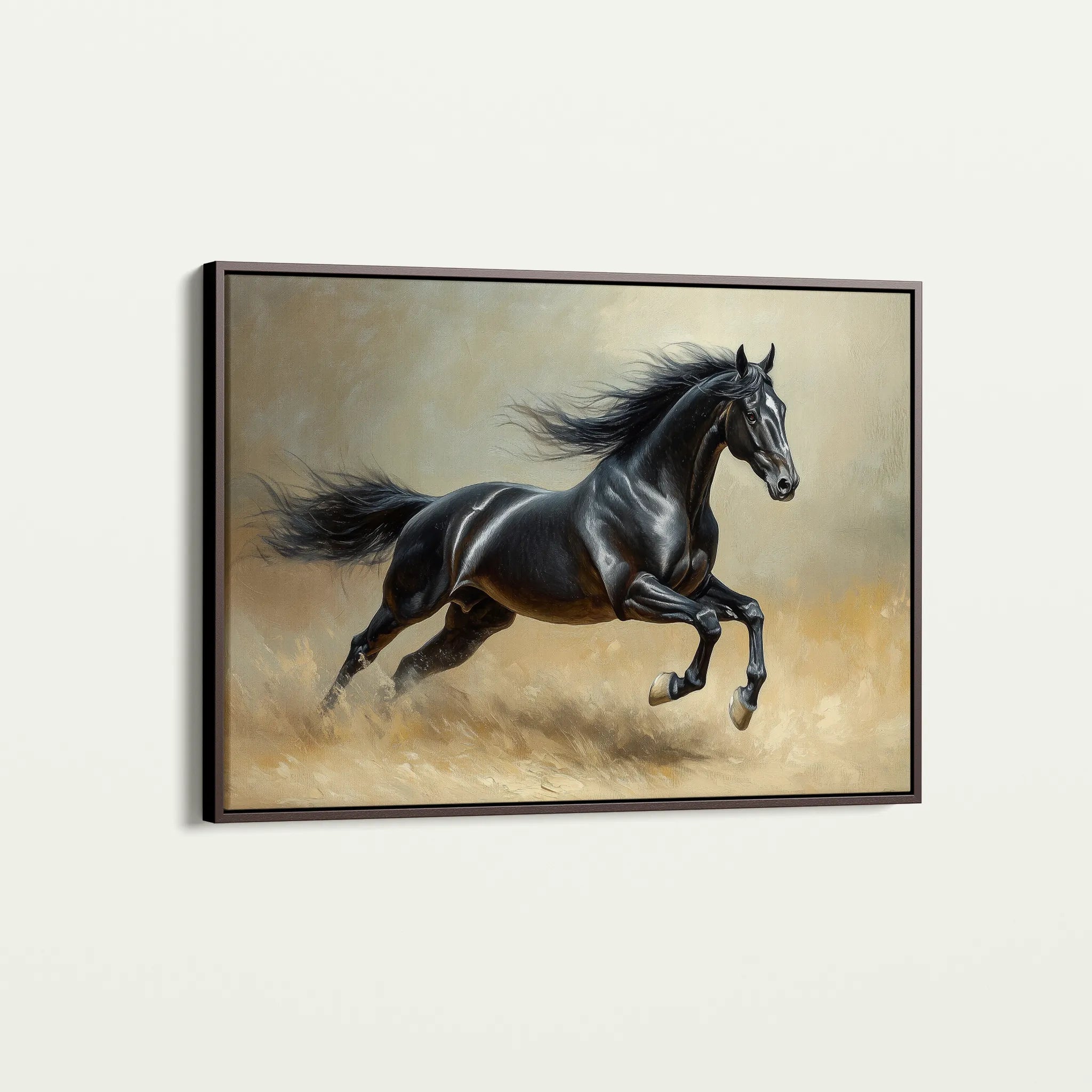 Horses 203 Canvas Art 18" x 24" / 45 x 60 cm / Black