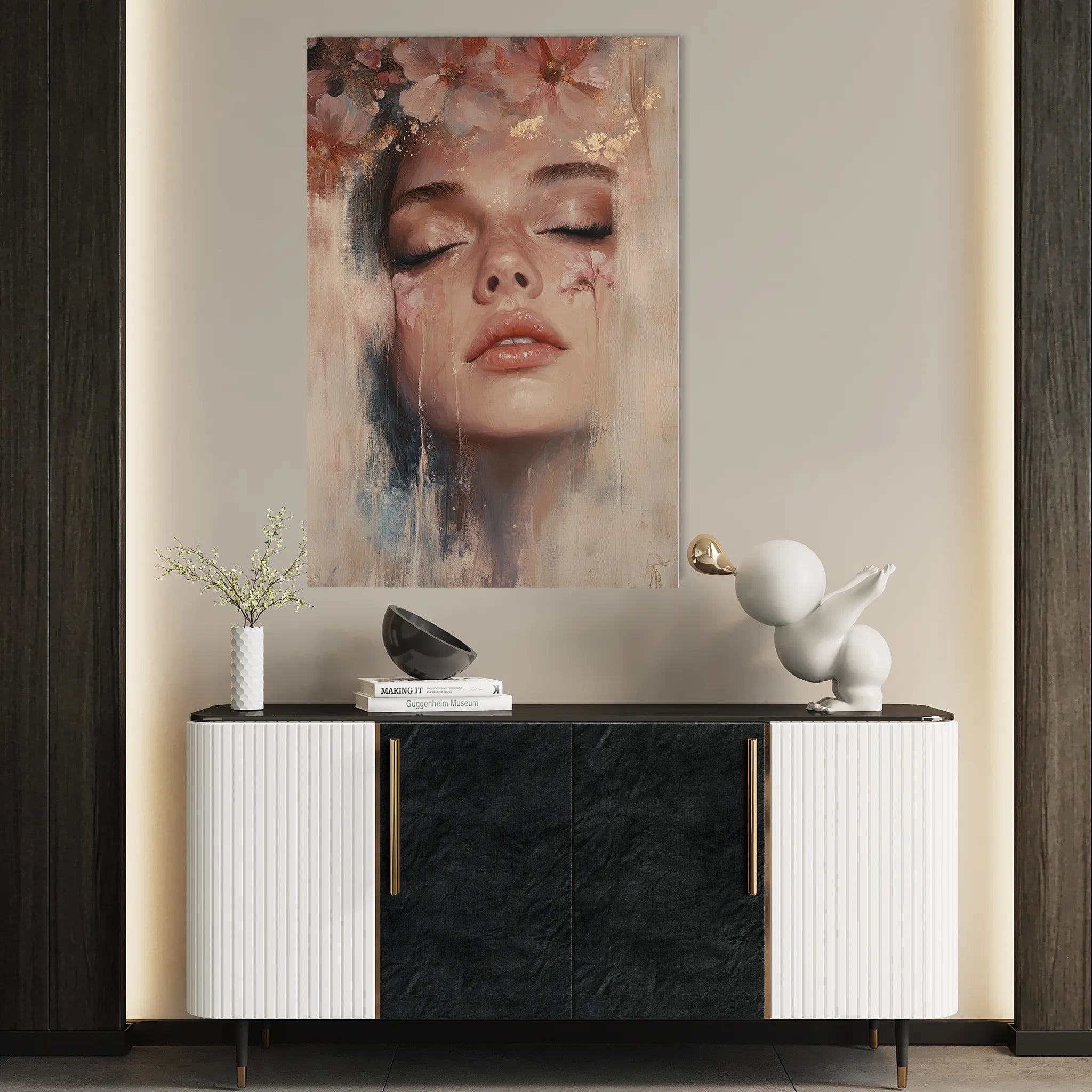 Portrait 203 Canvas Art 18" x 24" / 45 x 60 cm / Black