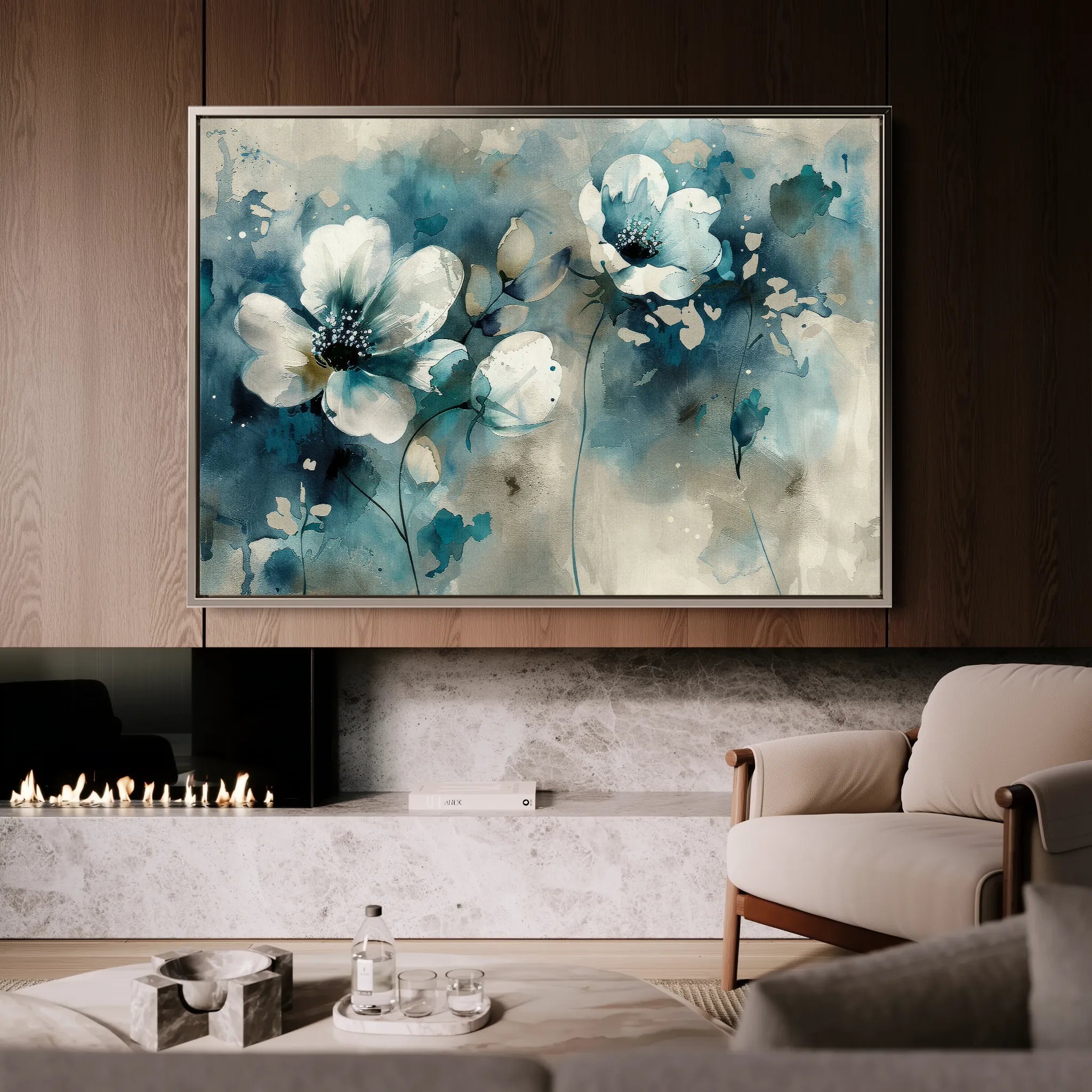 Floral 204 Canvas Art 18" x 24" / 45 x 60 cm / Black