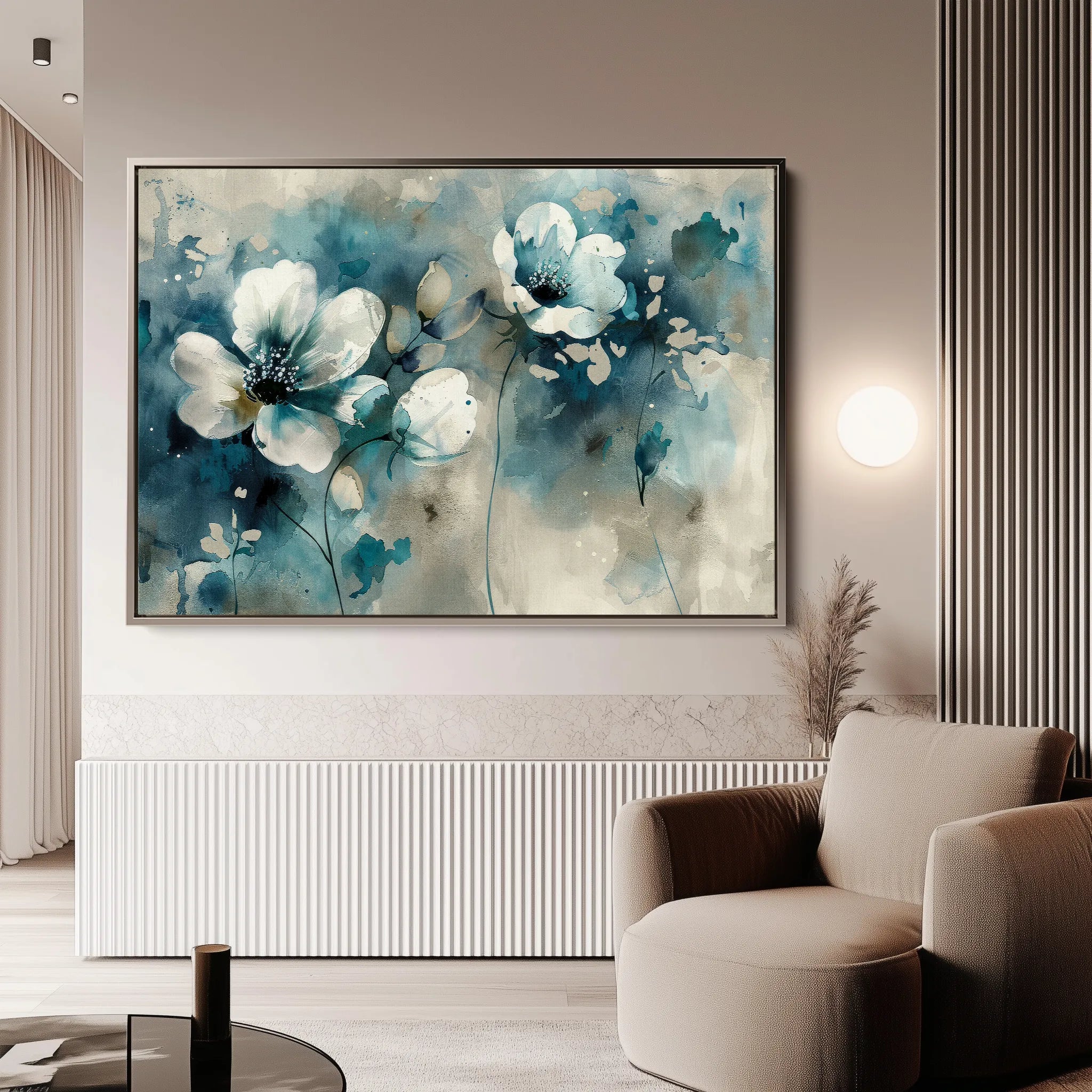 Floral 204 Canvas Art 18" x 24" / 45 x 60 cm / Black