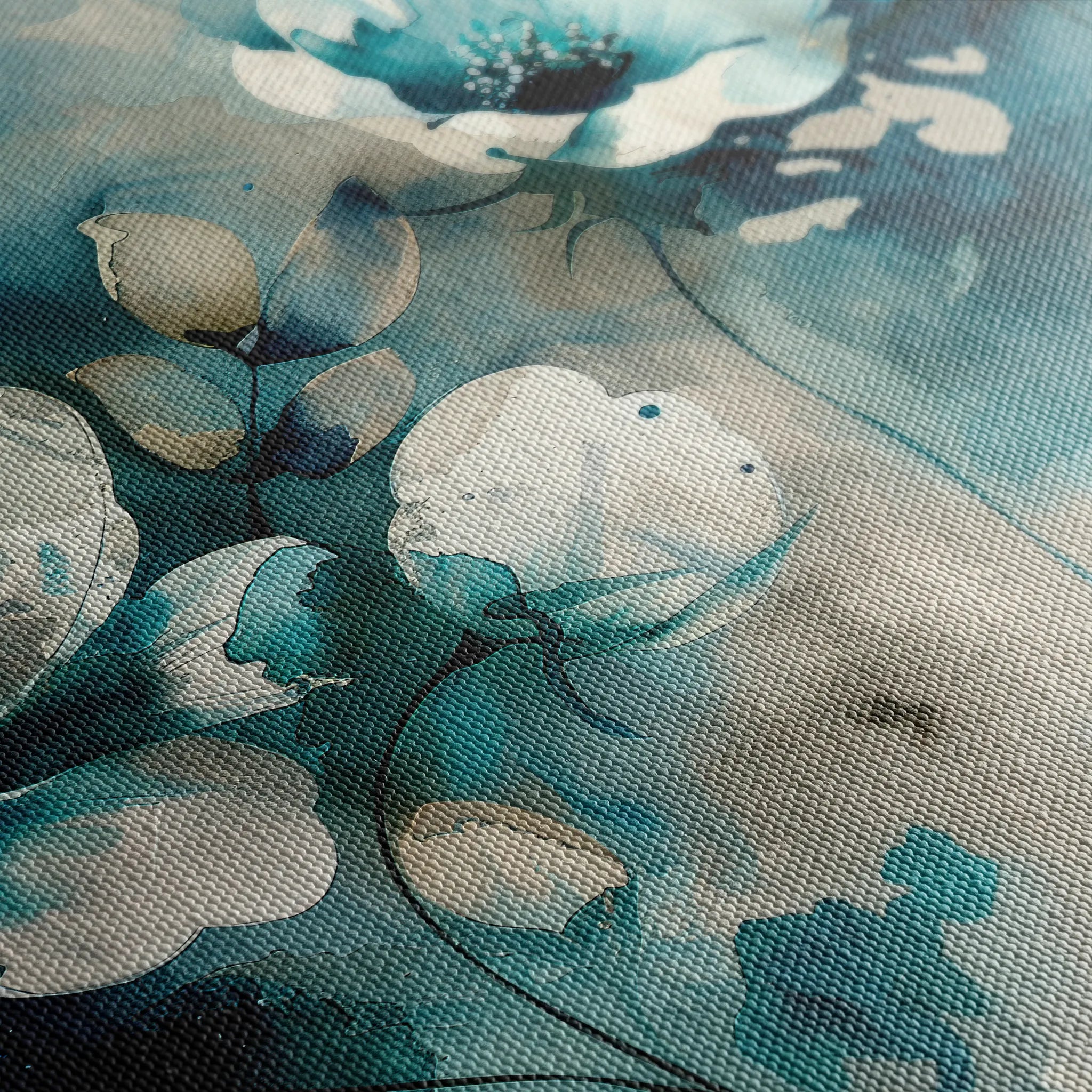 Floral 204 Canvas Art 18" x 24" / 45 x 60 cm / Black