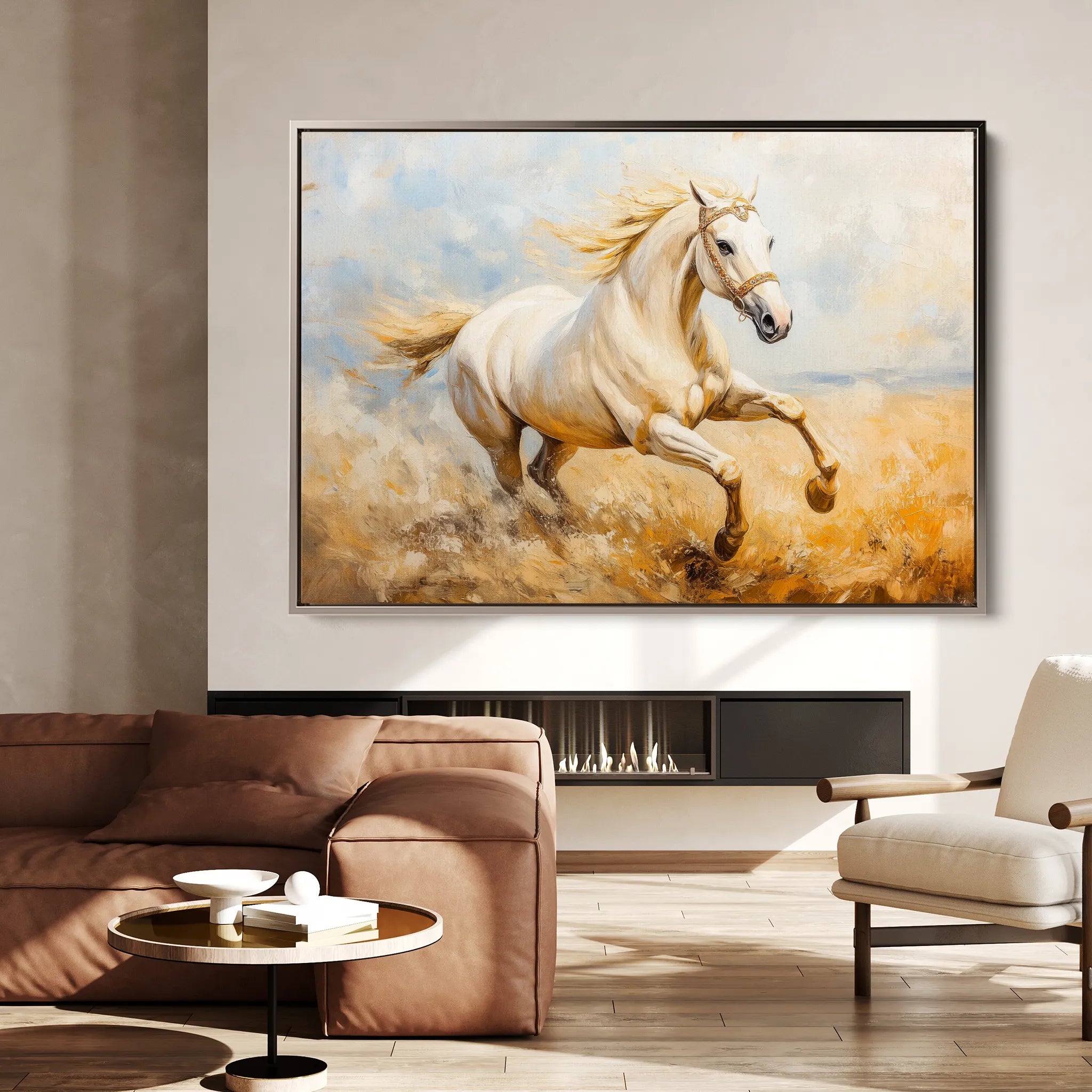 Horses 204 Canvas Art 18" x 24" / 45 x 60 cm / Black