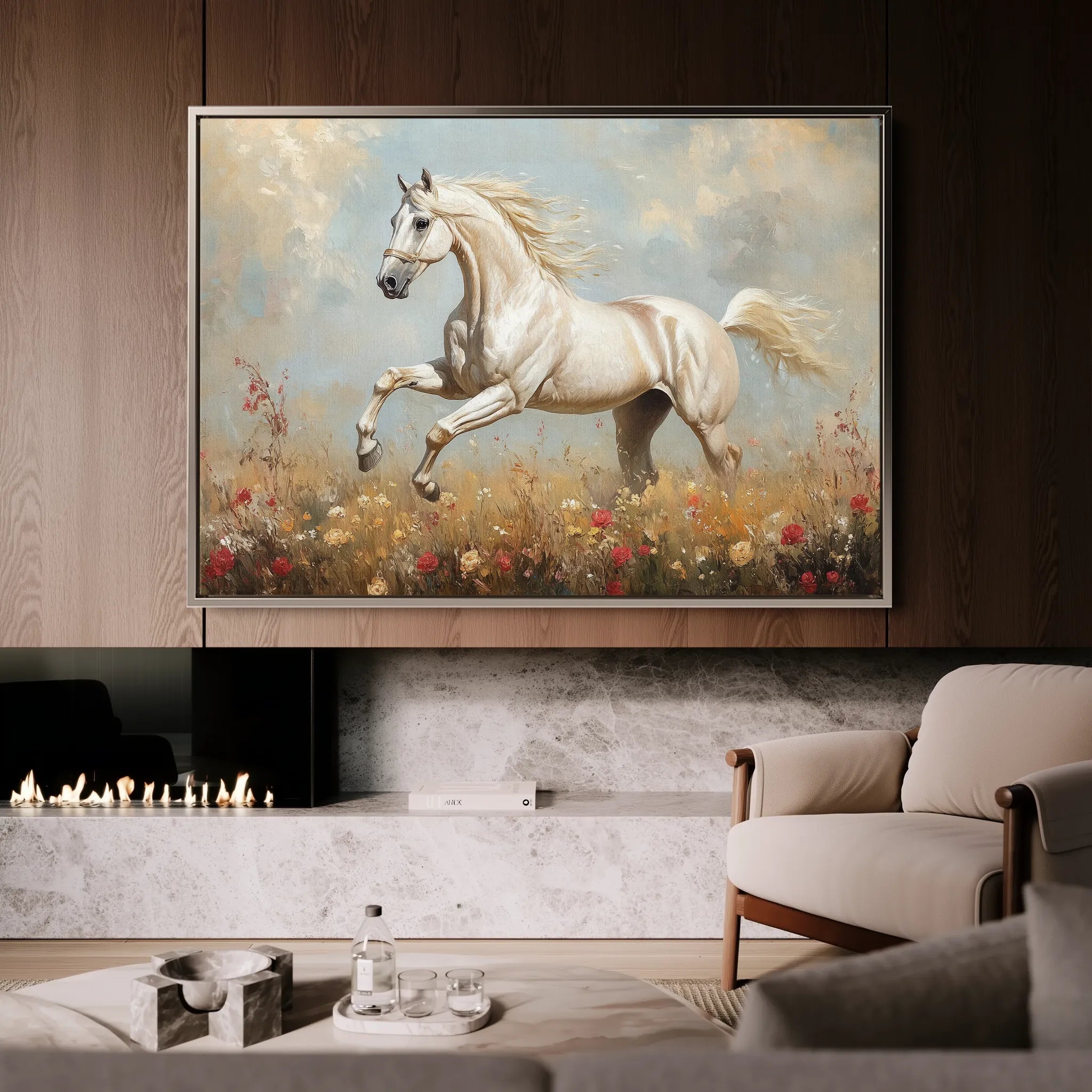 Horses 205 Canvas Art 18" x 24" / 45 x 60 cm / Black