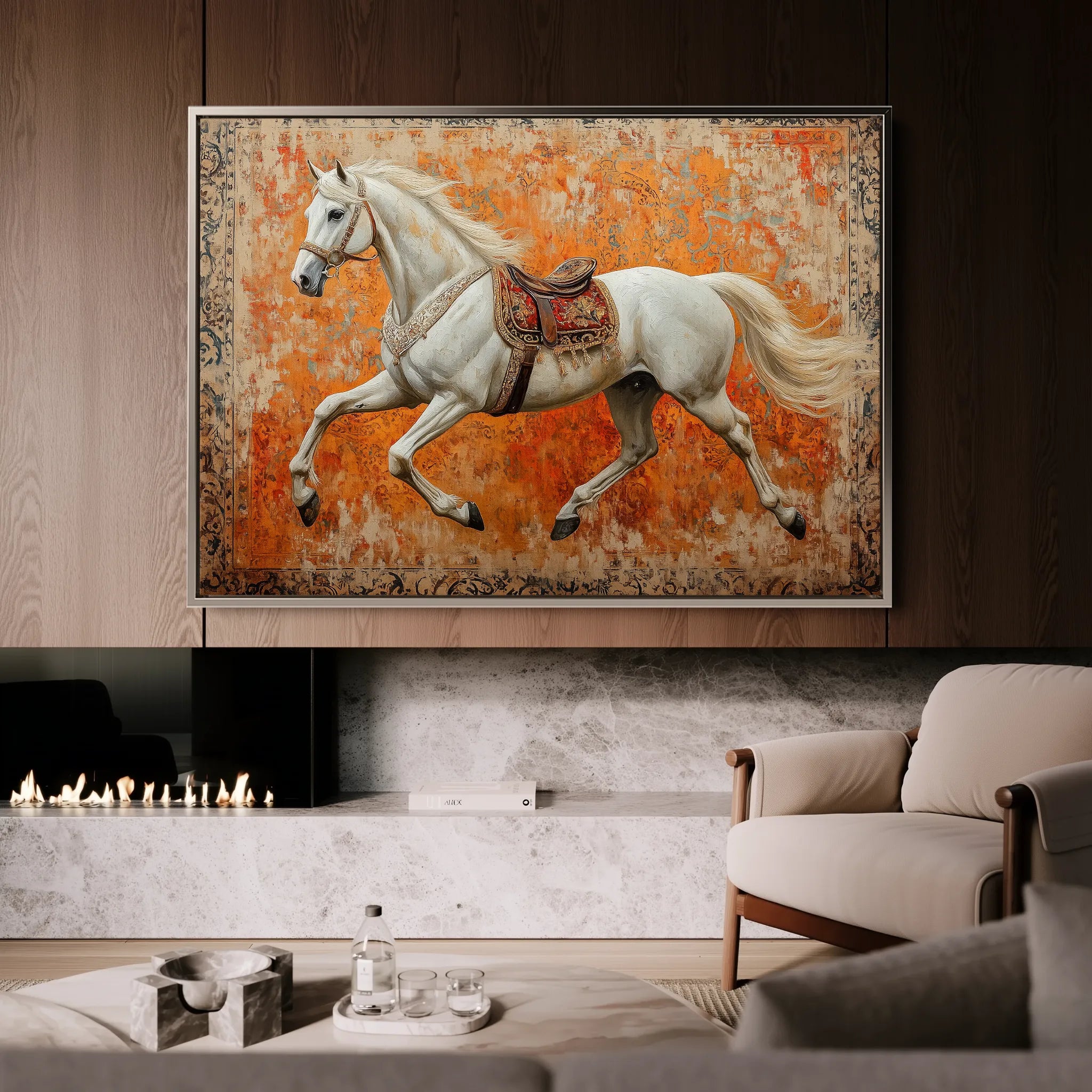 Horses 206 Canvas Art 18" x 24" / 45 x 60 cm / Black