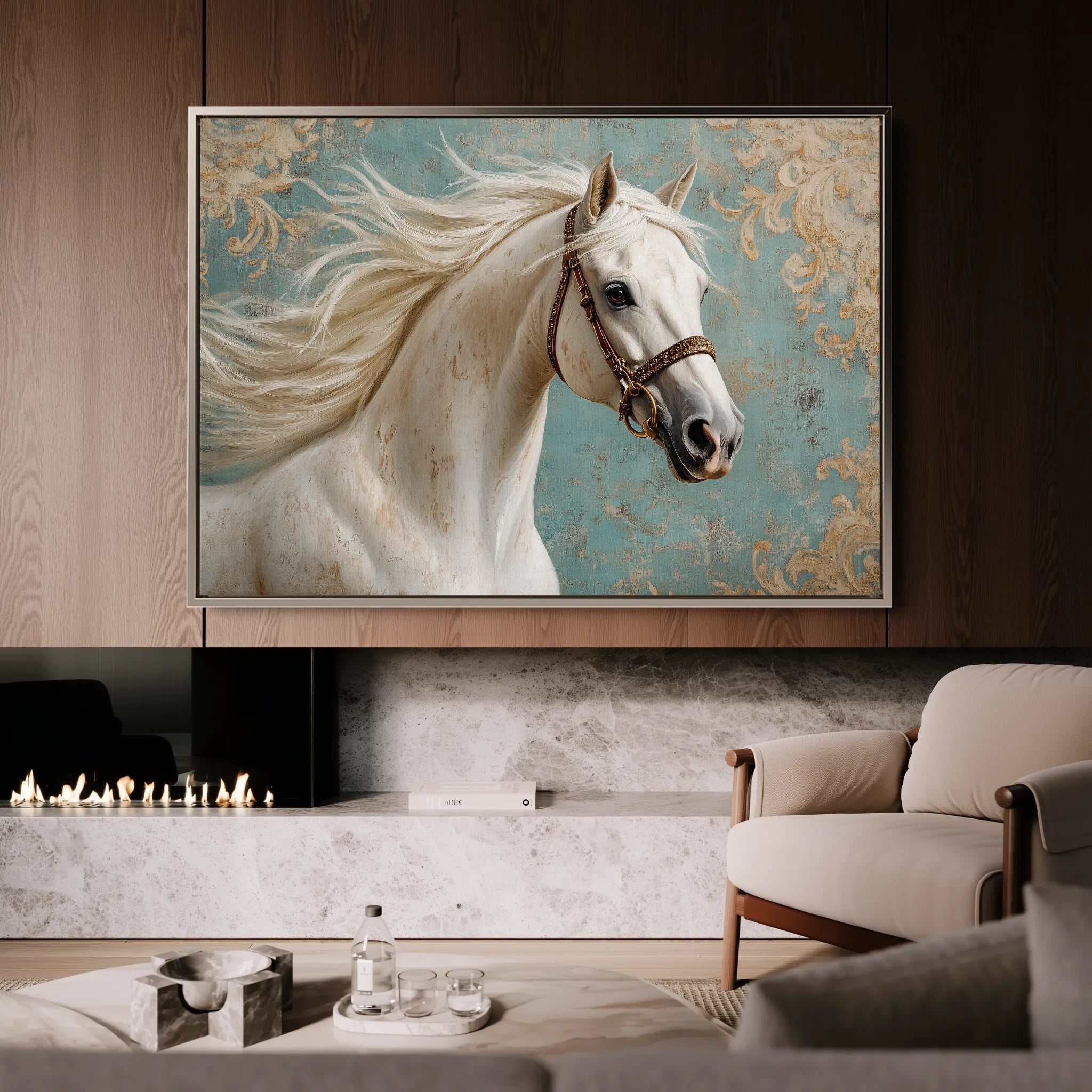 Horses 207 Canvas Art 18" x 24" / 45 x 60 cm / Black