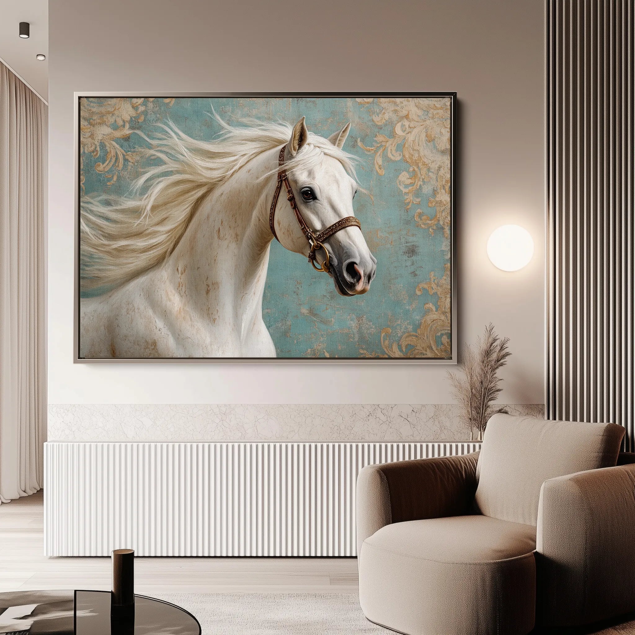 Horses 207 Canvas Art 18" x 24" / 45 x 60 cm / Black