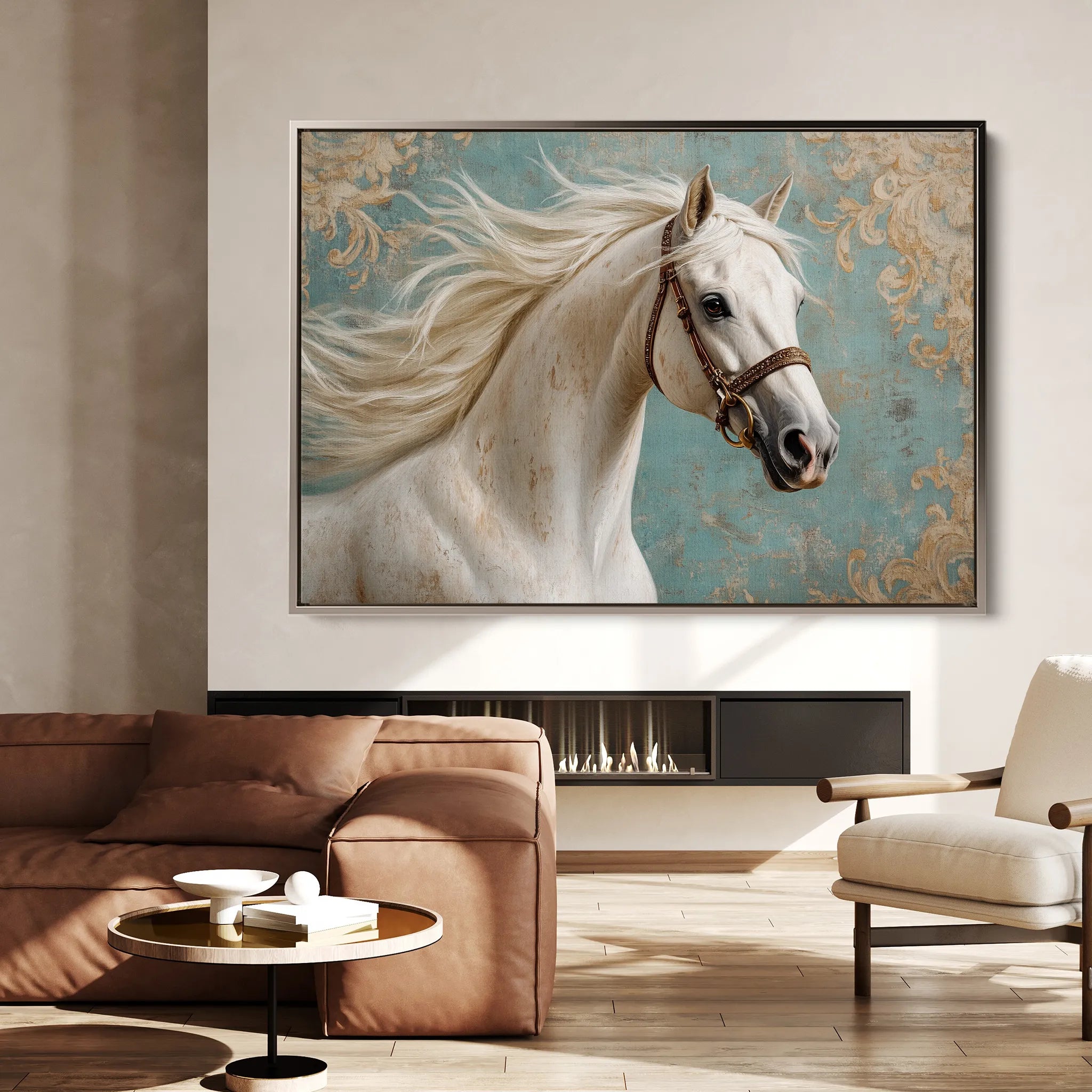 Horses 207 Canvas Art 18" x 24" / 45 x 60 cm / Black