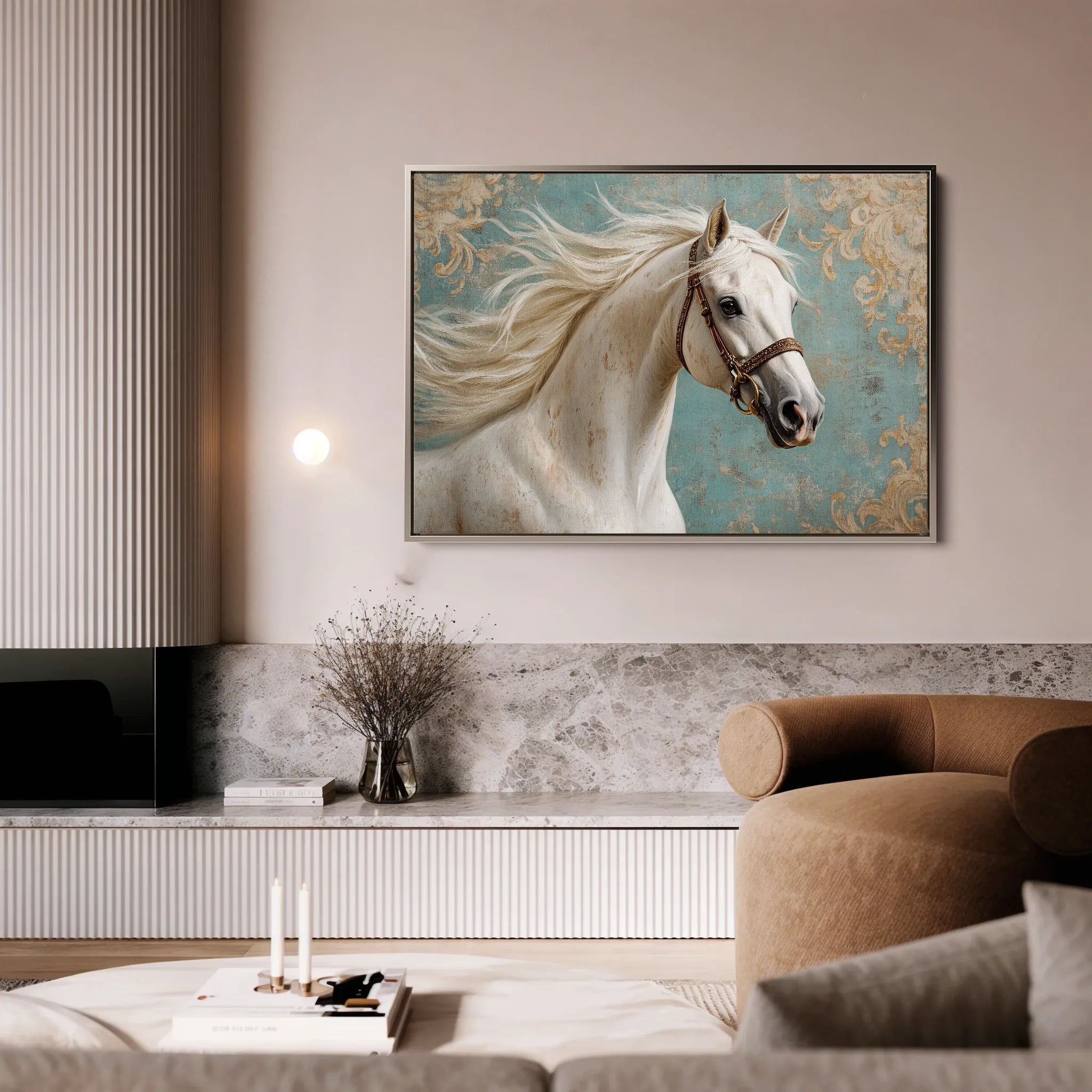 Horses 207 Canvas Art 18" x 24" / 45 x 60 cm / Black