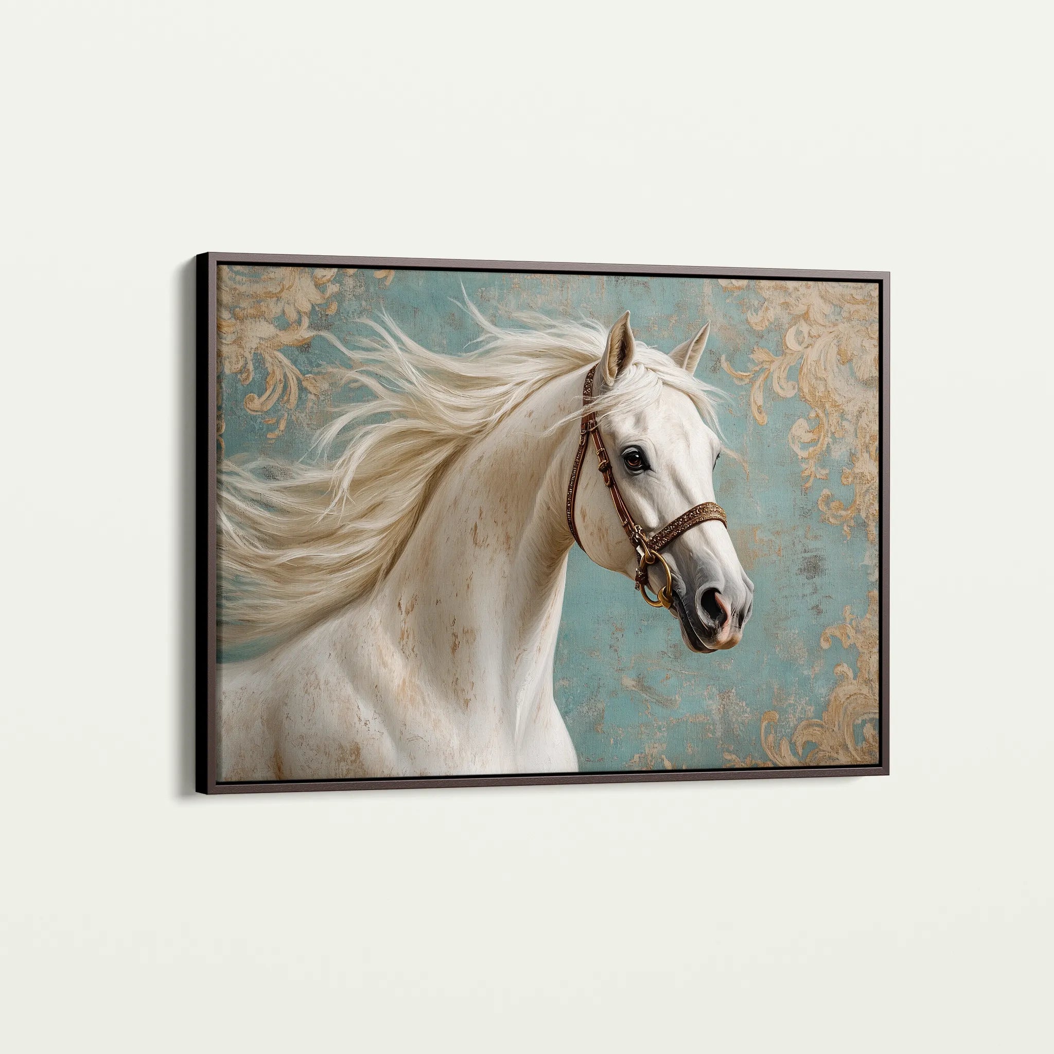 Horses 207 Canvas Art 18" x 24" / 45 x 60 cm / Black