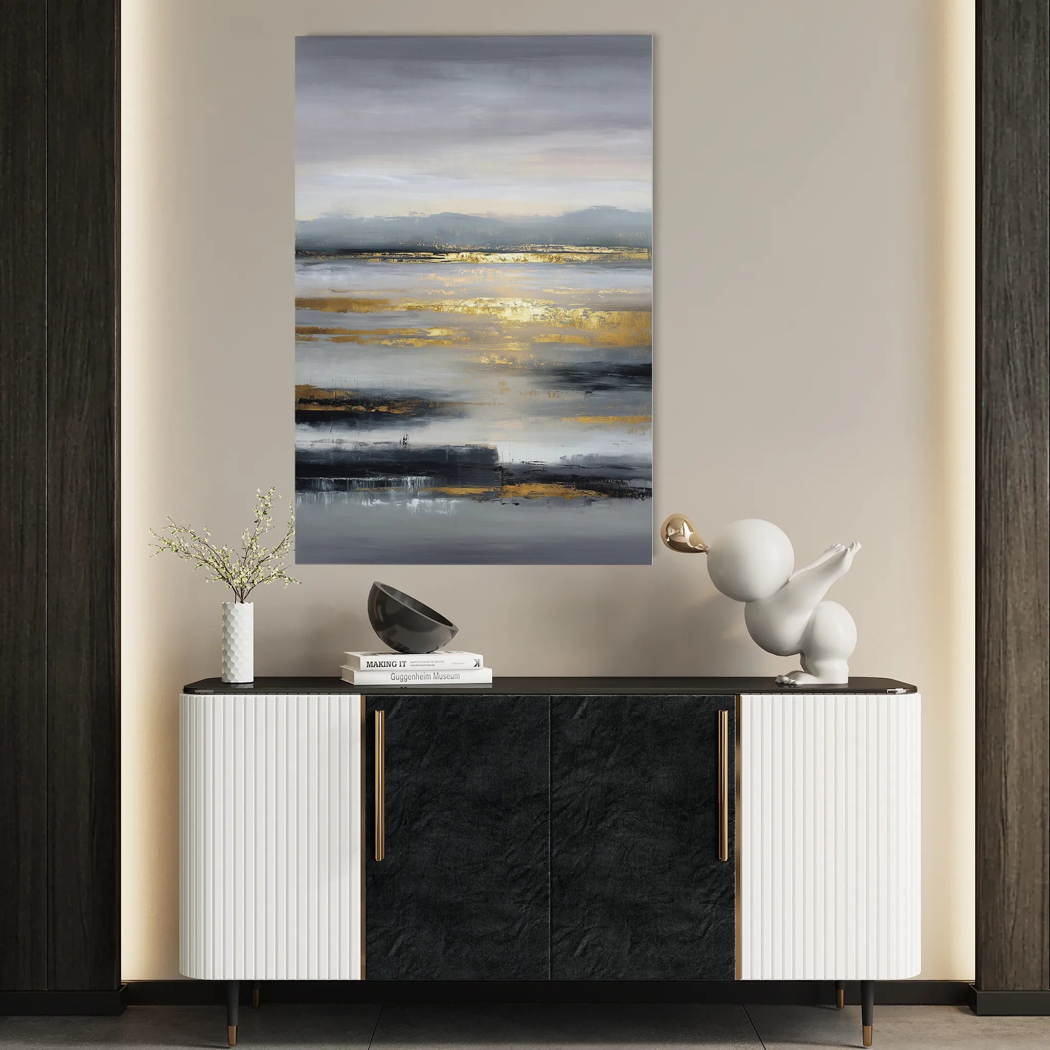Abstract 2075 Canvas Art 18" x 24" / 45 x 60 cm / Black