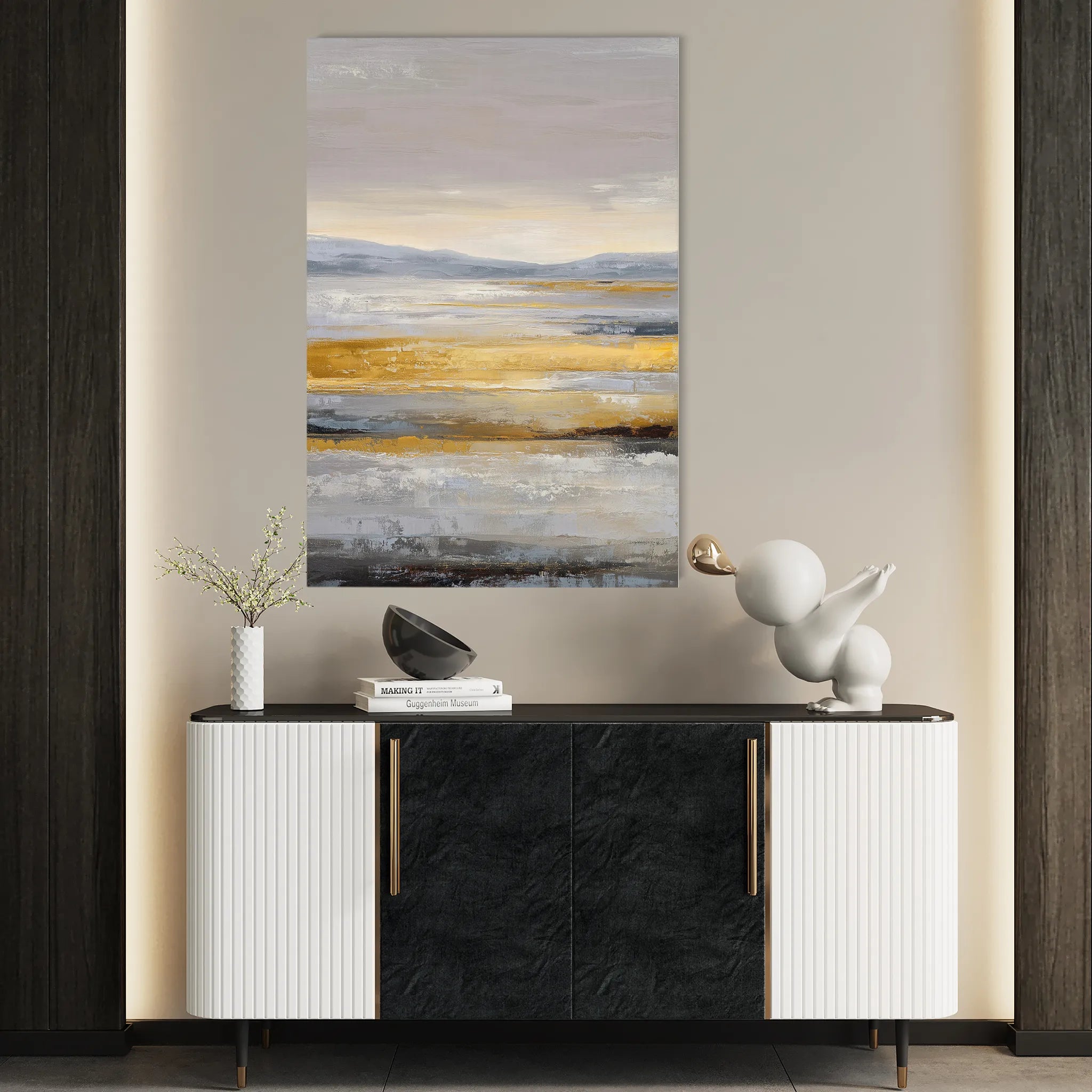 Abstract 2077 Canvas Art 18" x 24" / 45 x 60 cm / Black