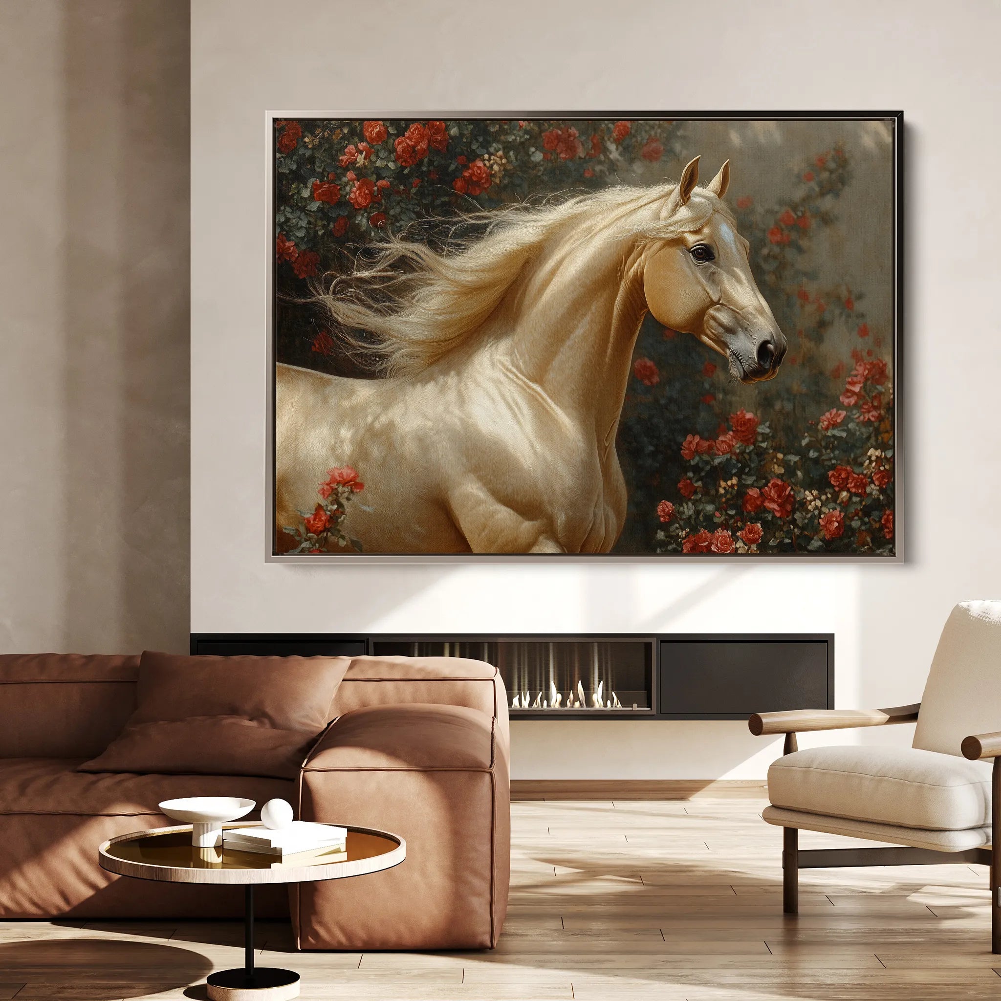 Horses 209 Canvas Art 18" x 24" / 45 x 60 cm / Black