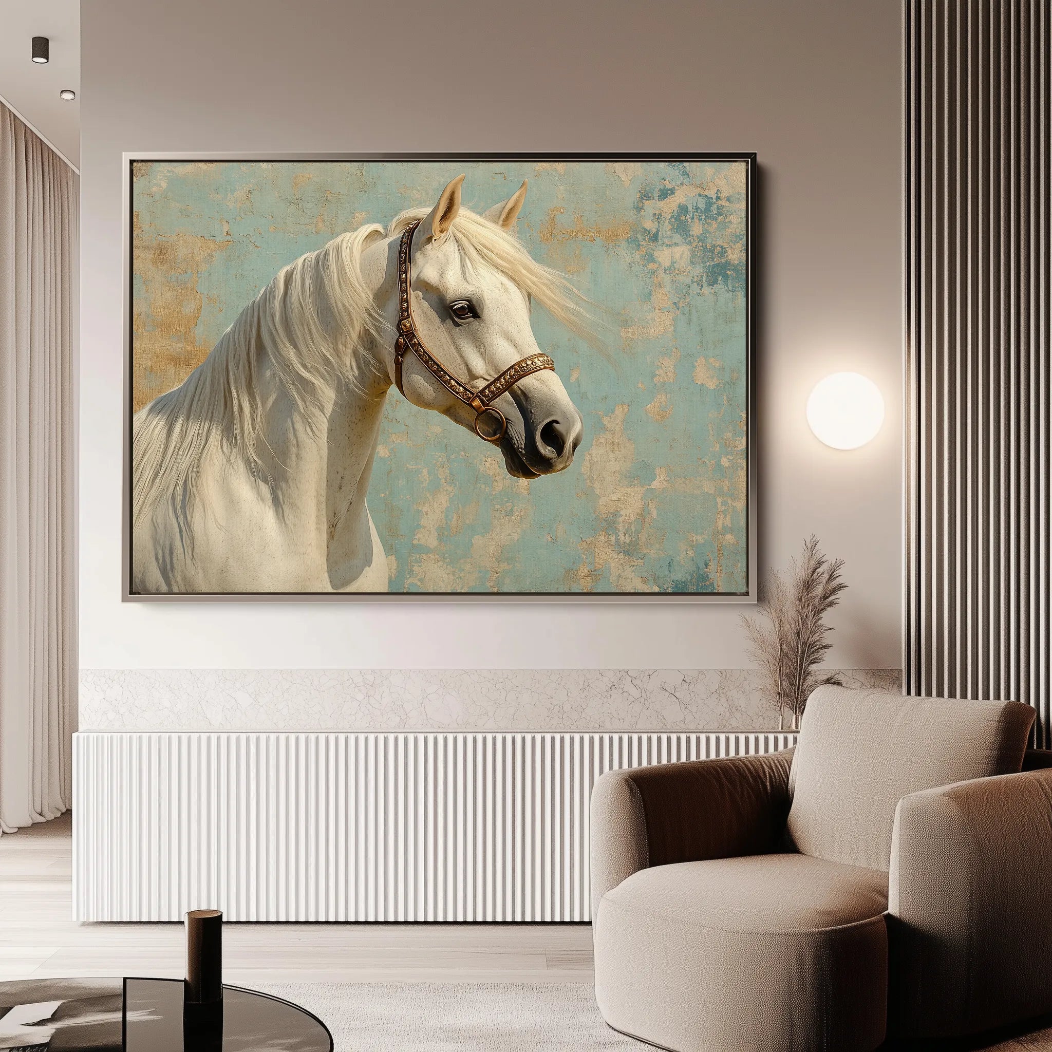 Horses 211 Canvas Art 18" x 24" / 45 x 60 cm / Black
