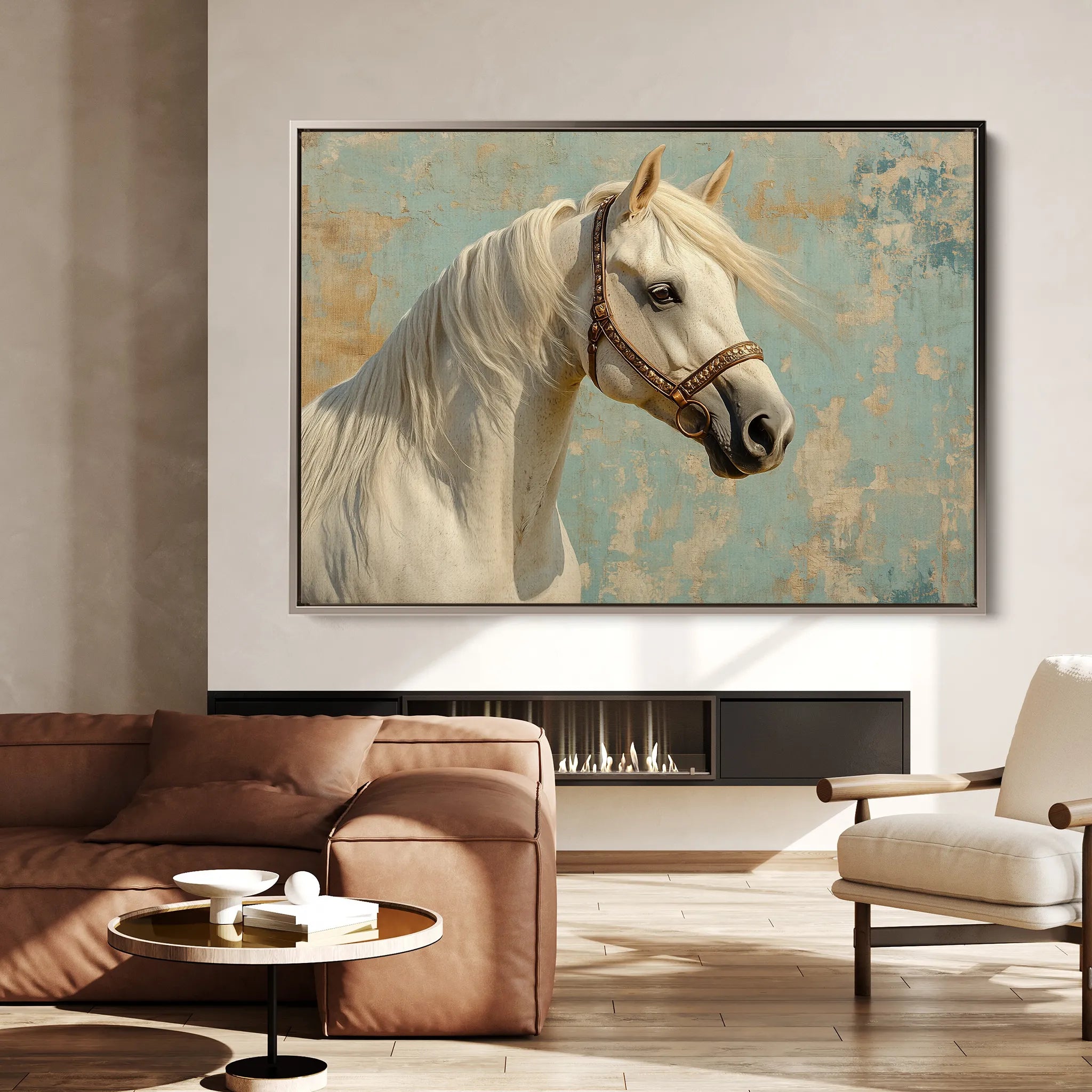 Horses 211 Canvas Art 18" x 24" / 45 x 60 cm / Black