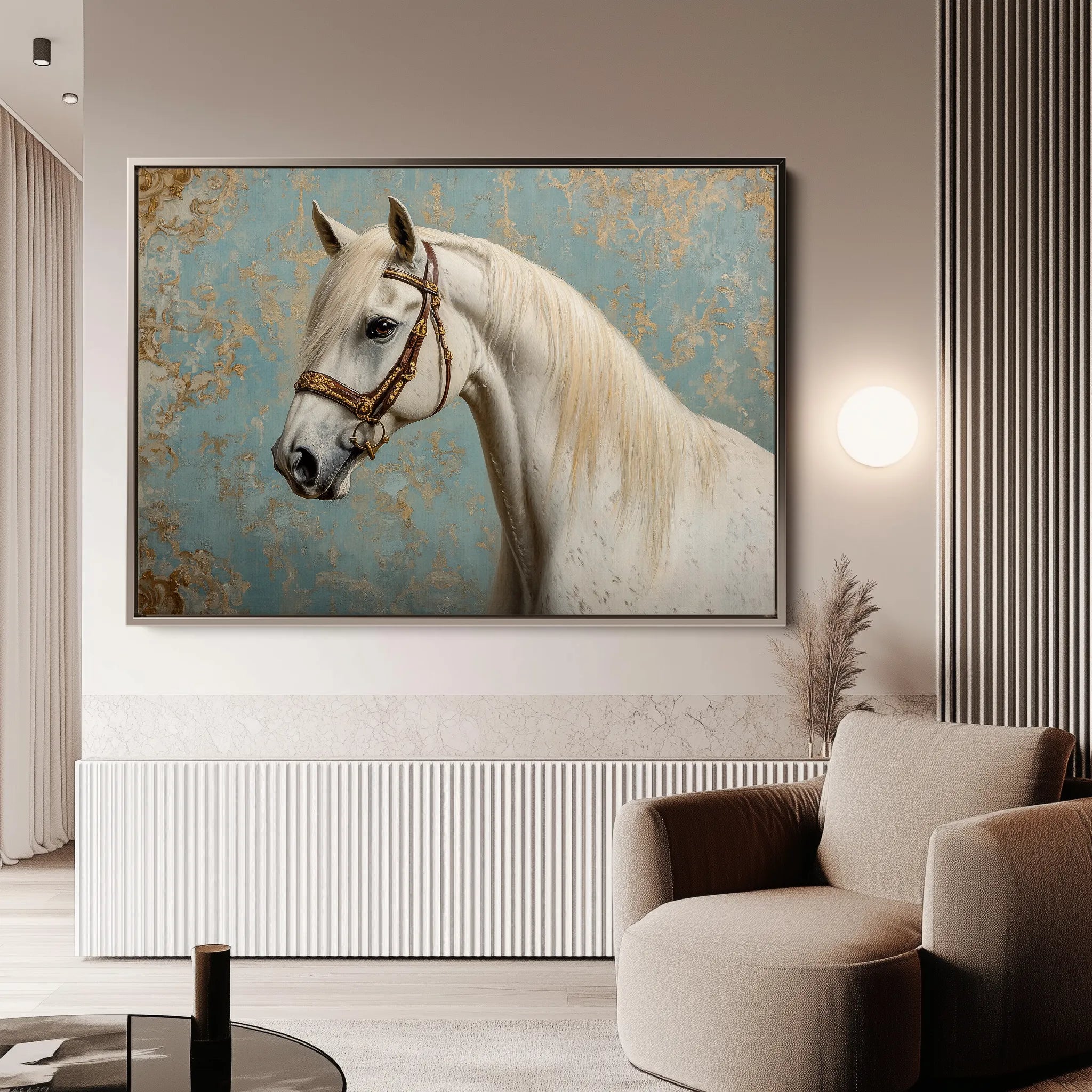 Horses 212 Canvas Art 18" x 24" / 45 x 60 cm / Black