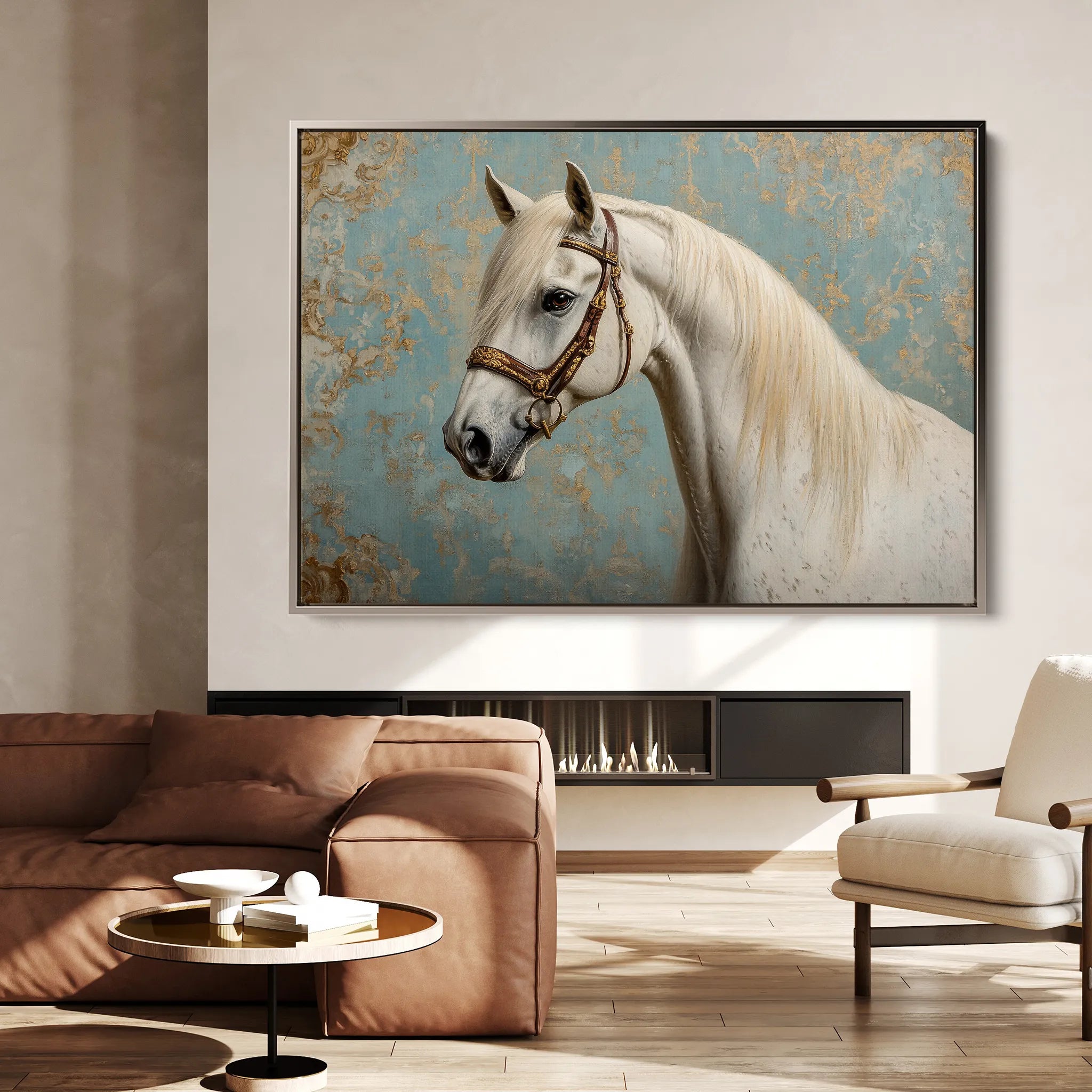 Horses 212 Canvas Art 18" x 24" / 45 x 60 cm / Black