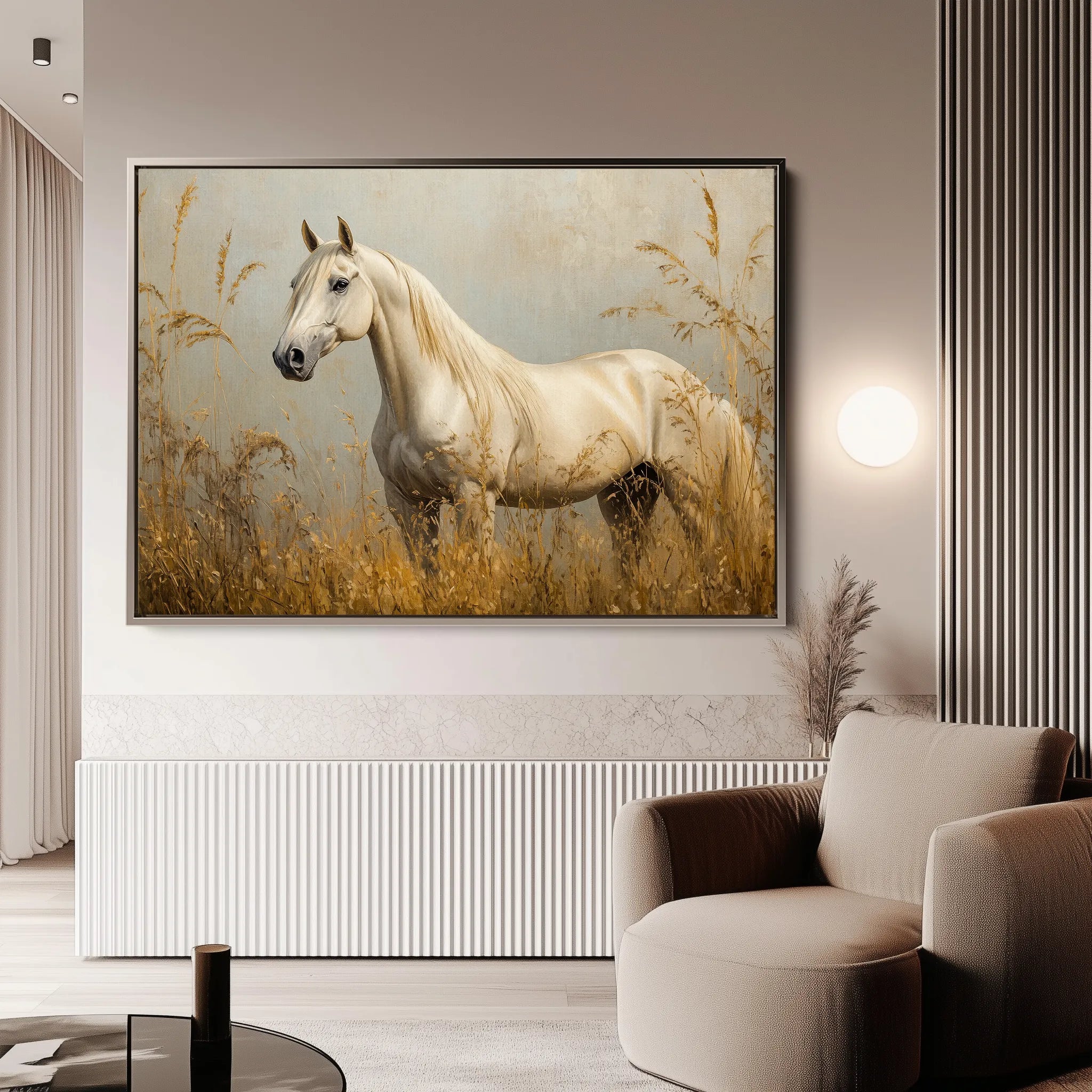 Horses 213 Canvas Art 18" x 24" / 45 x 60 cm / Black
