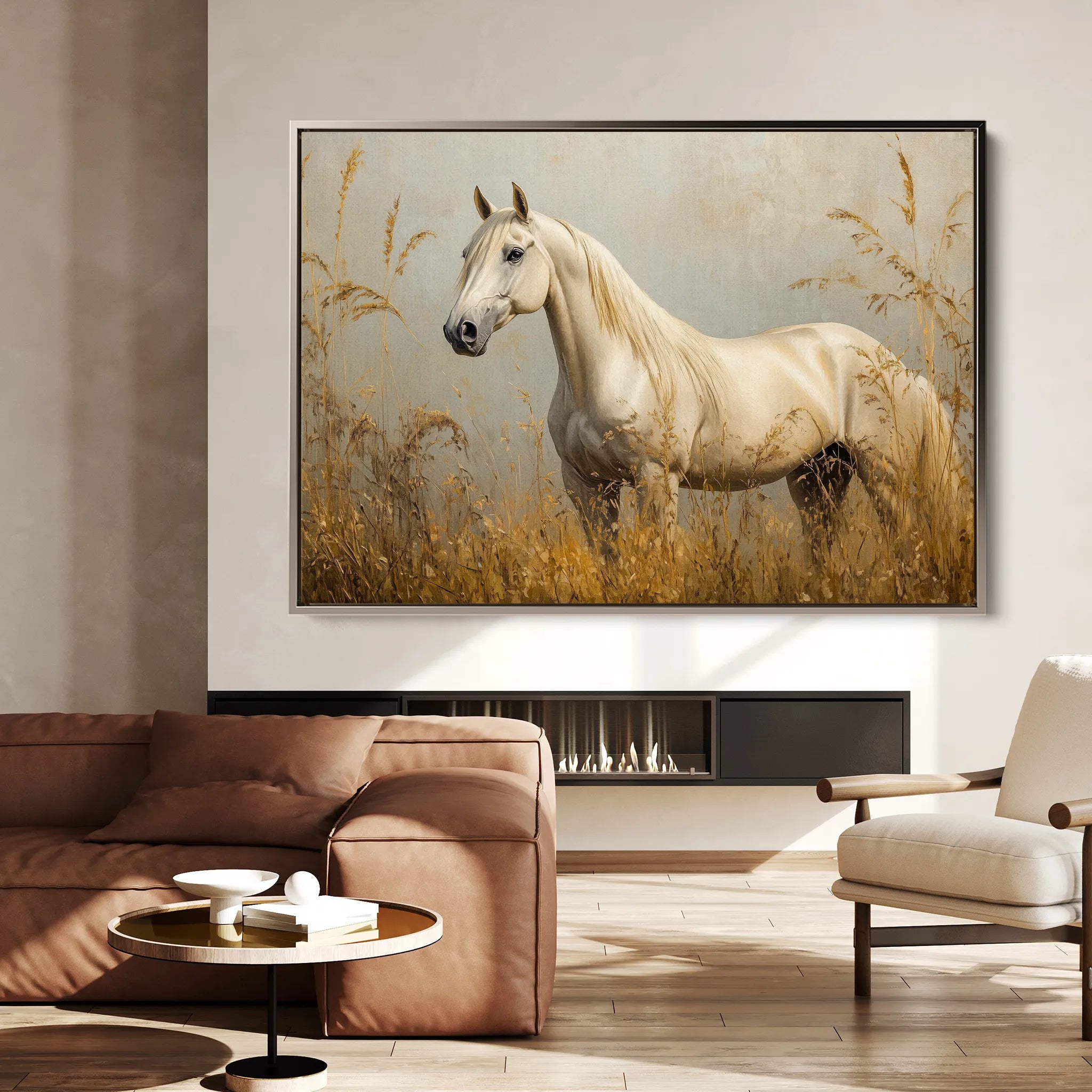 Horses 213 Canvas Art 18" x 24" / 45 x 60 cm / Black