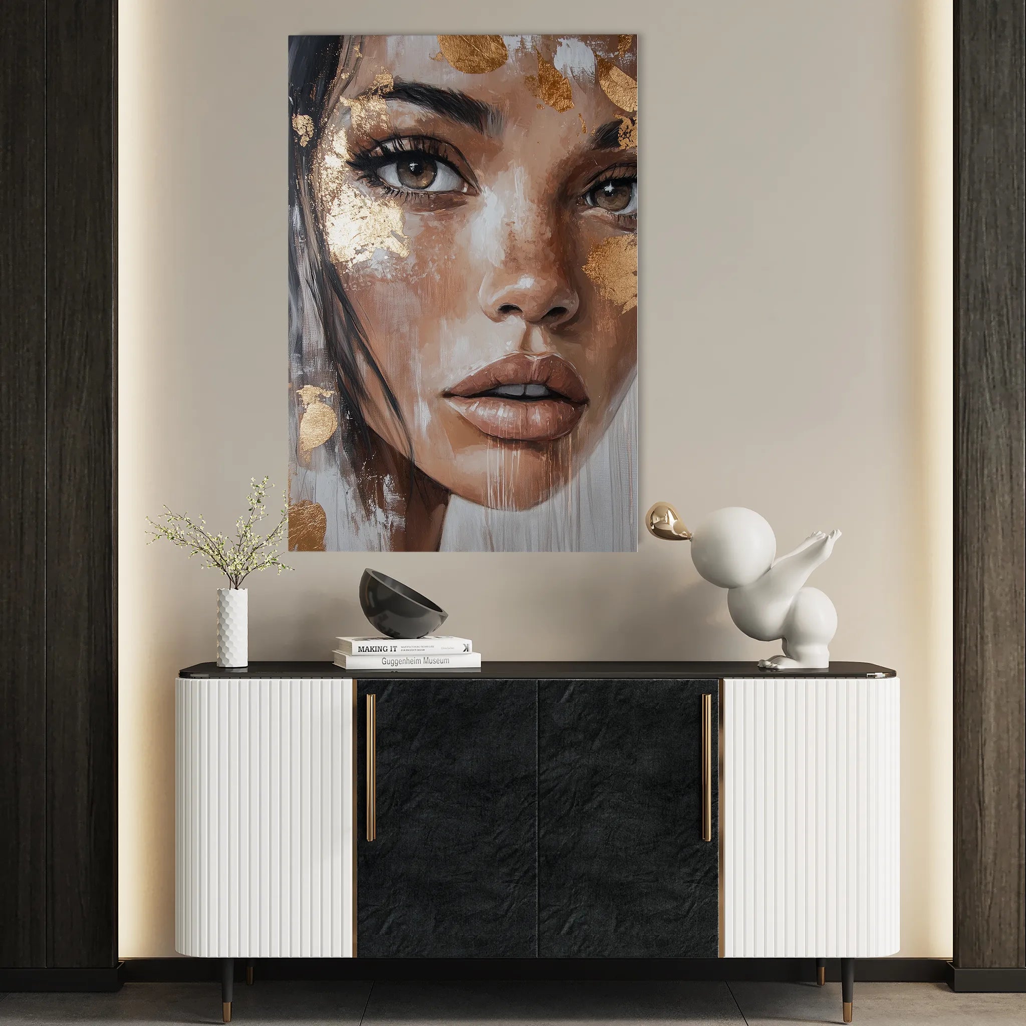 Portrait 213 Canvas Art 18" x 24" / 45 x 60 cm / Black