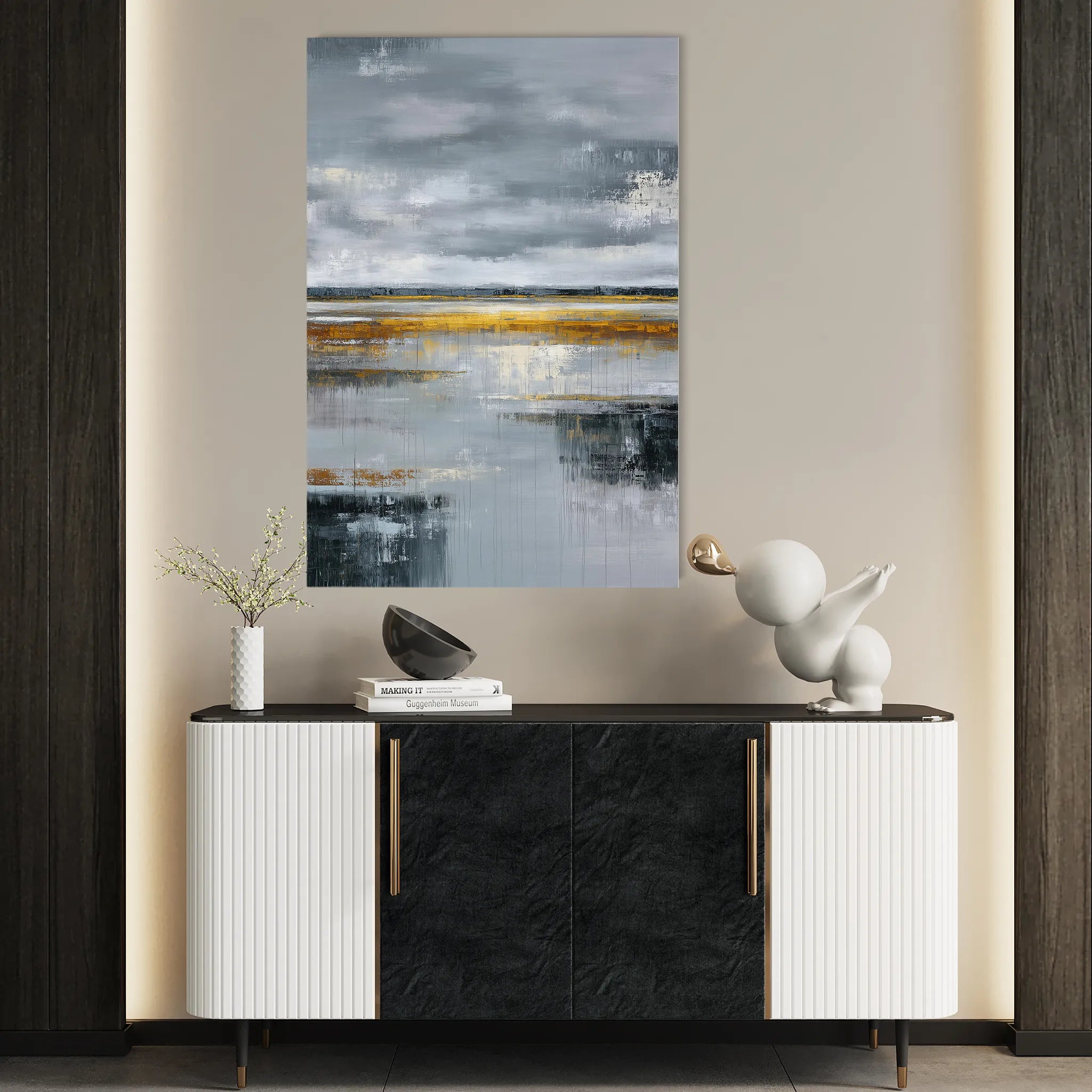 Abstract 2136 Canvas Art 18" x 24" / 45 x 60 cm / Black
