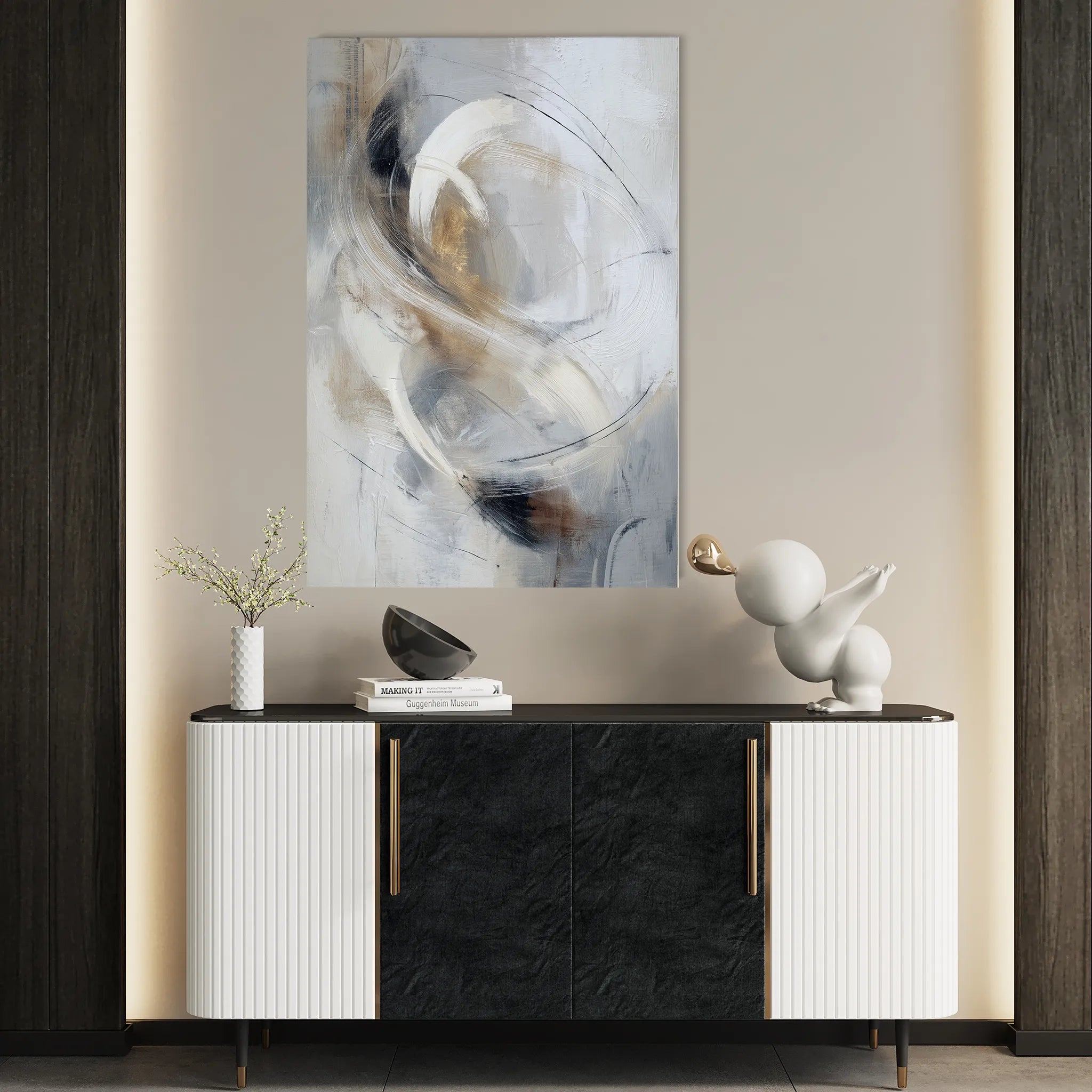 Abstract 2137 Canvas Art 18" x 24" / 45 x 60 cm / Black
