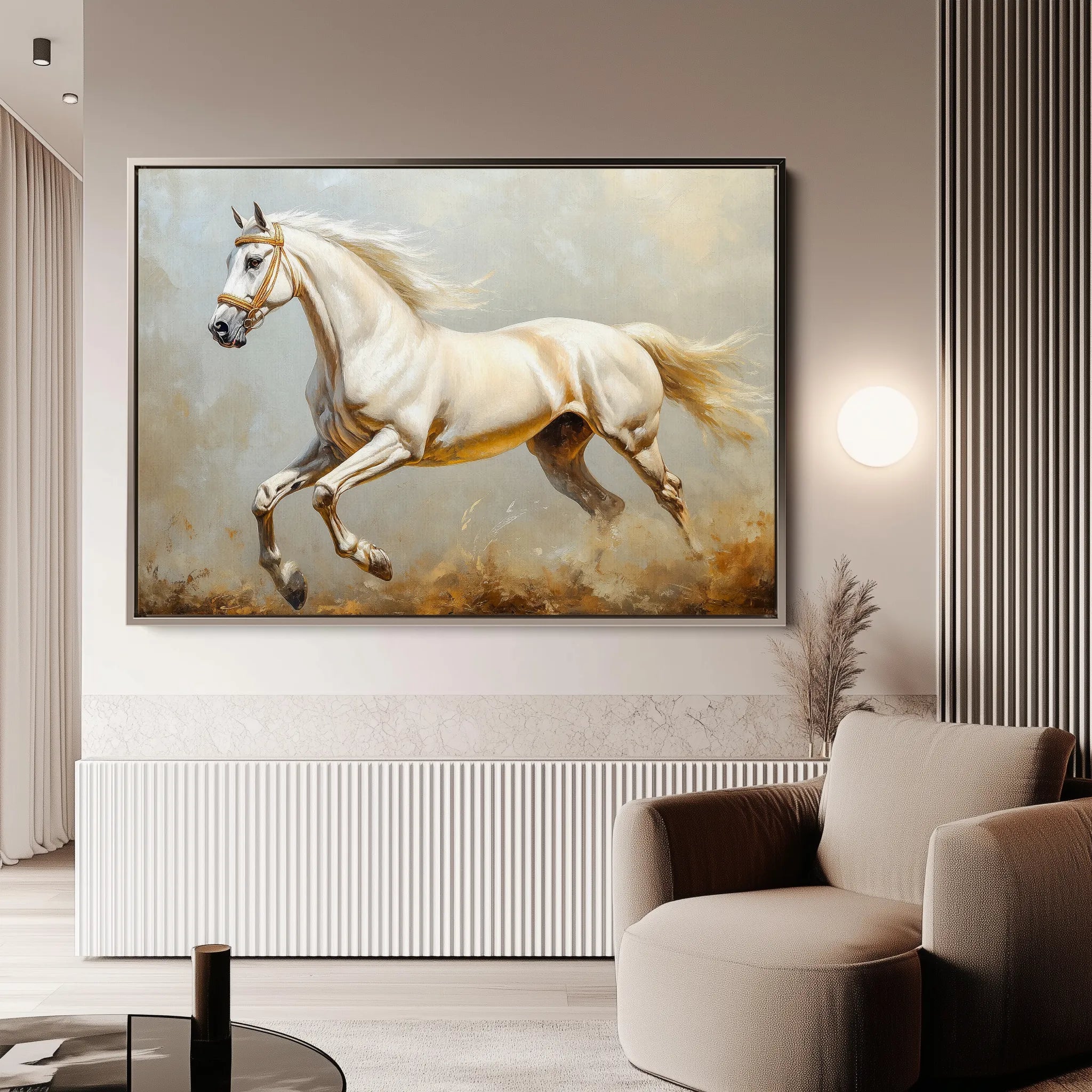 Horses 214 Canvas Art 18" x 24" / 45 x 60 cm / Black