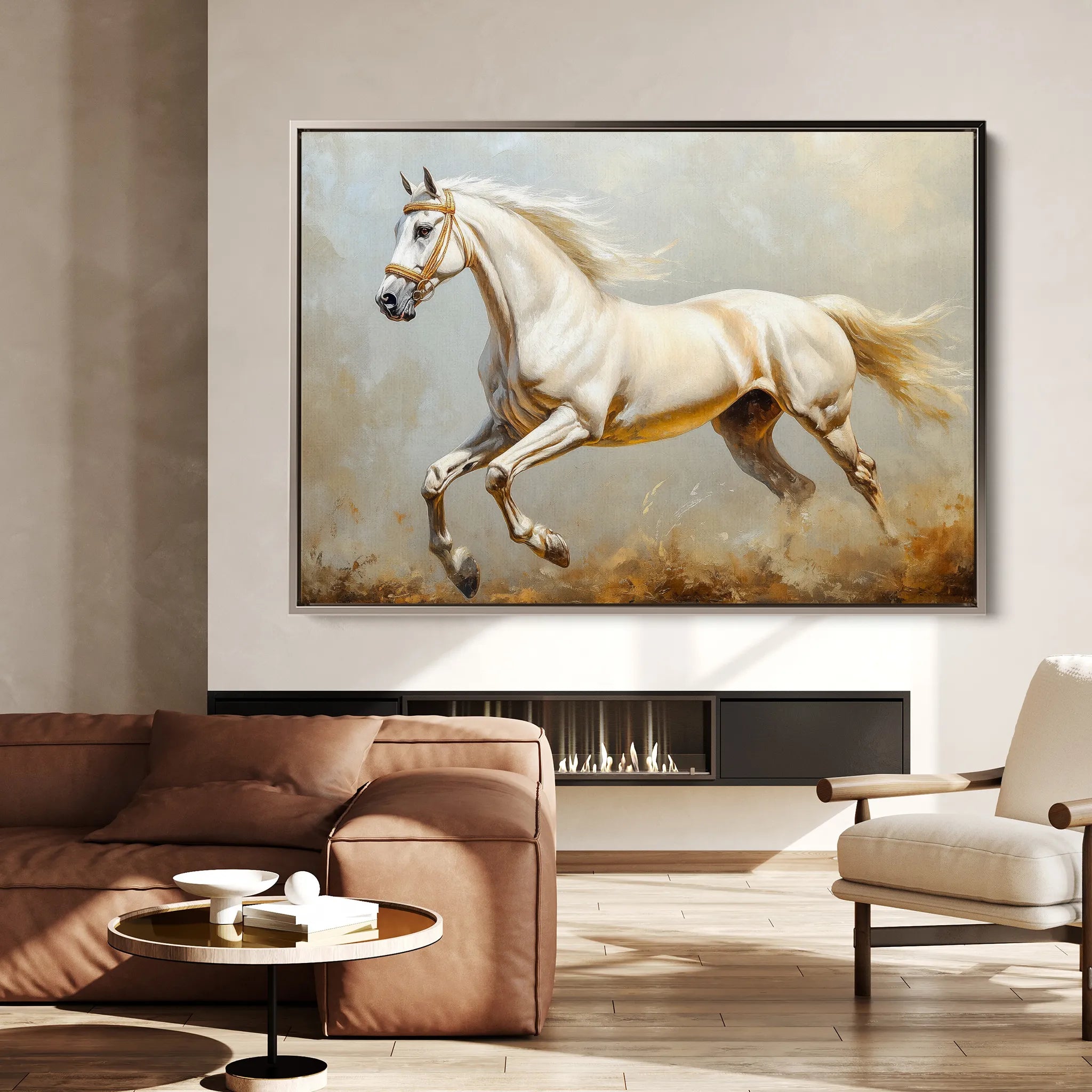 Horses 214 Canvas Art 18" x 24" / 45 x 60 cm / Black