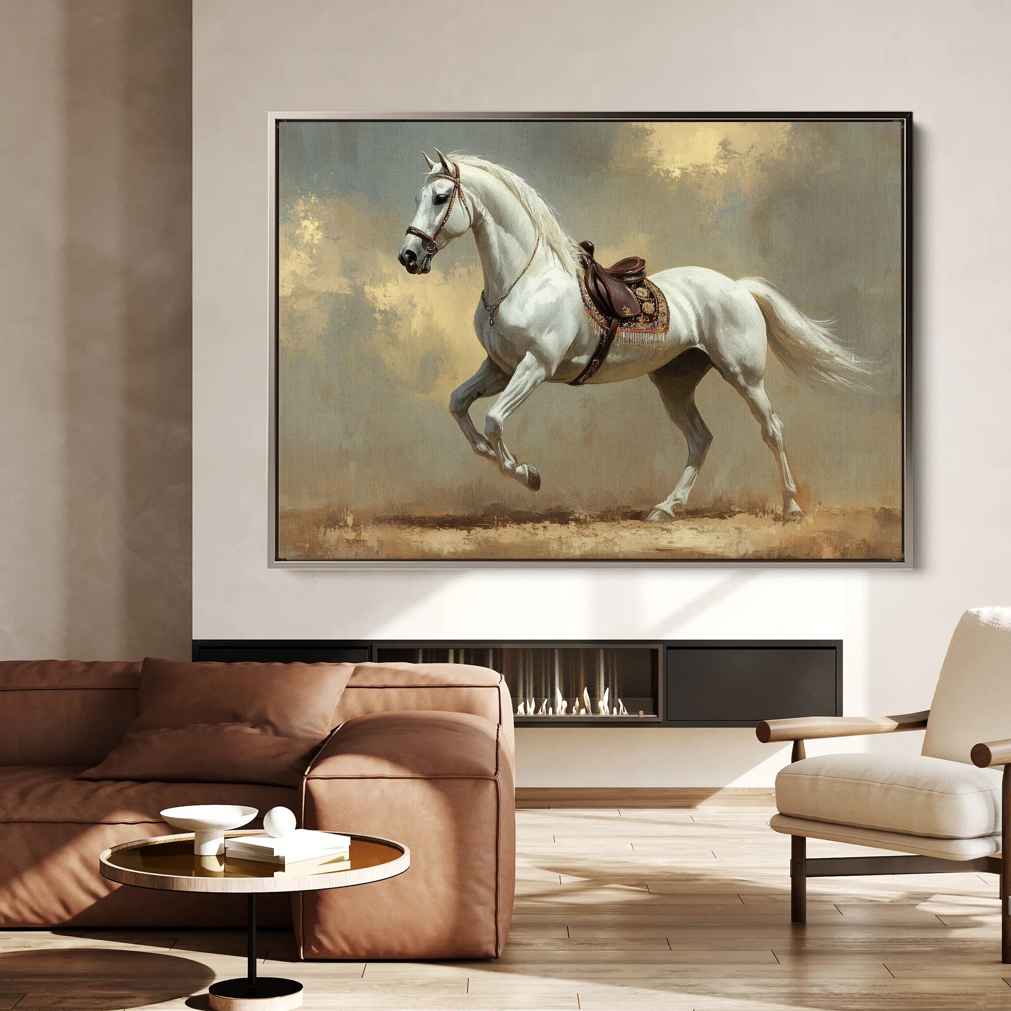 Horses 215 Canvas Art 18" x 24" / 45 x 60 cm / Black