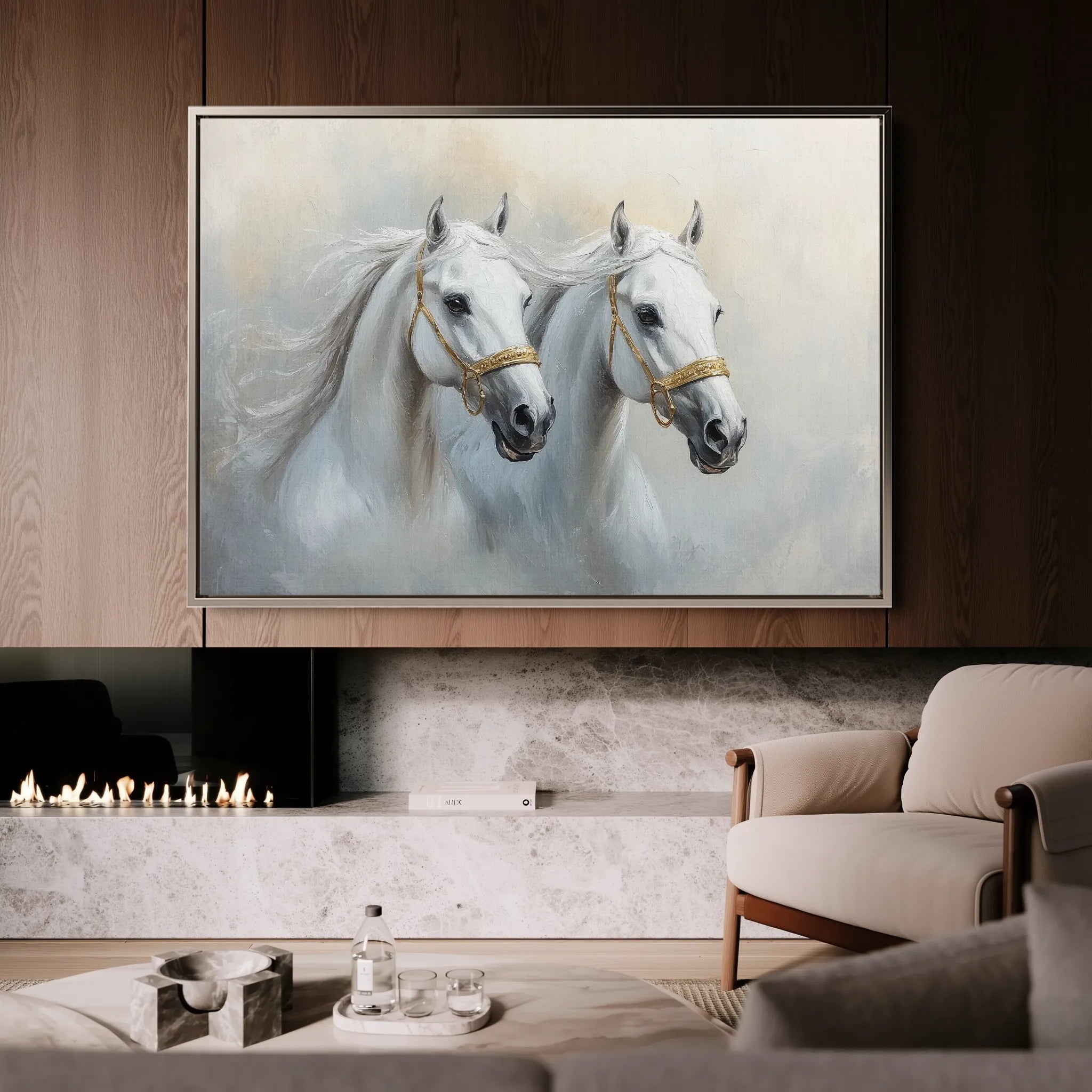 Horses 219 Canvas Art 18" x 24" / 45 x 60 cm / Black