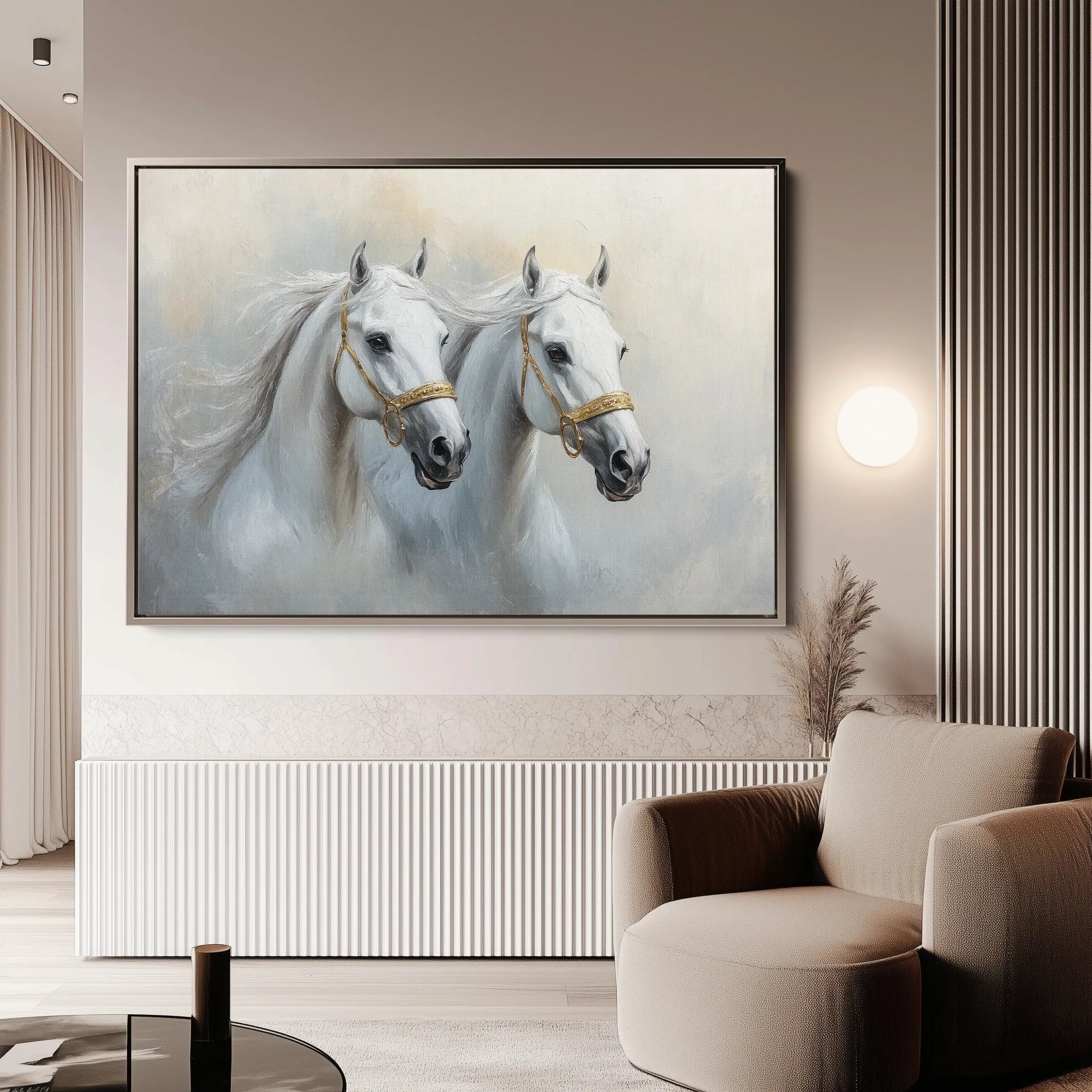 Horses 219 Canvas Art 18" x 24" / 45 x 60 cm / Black