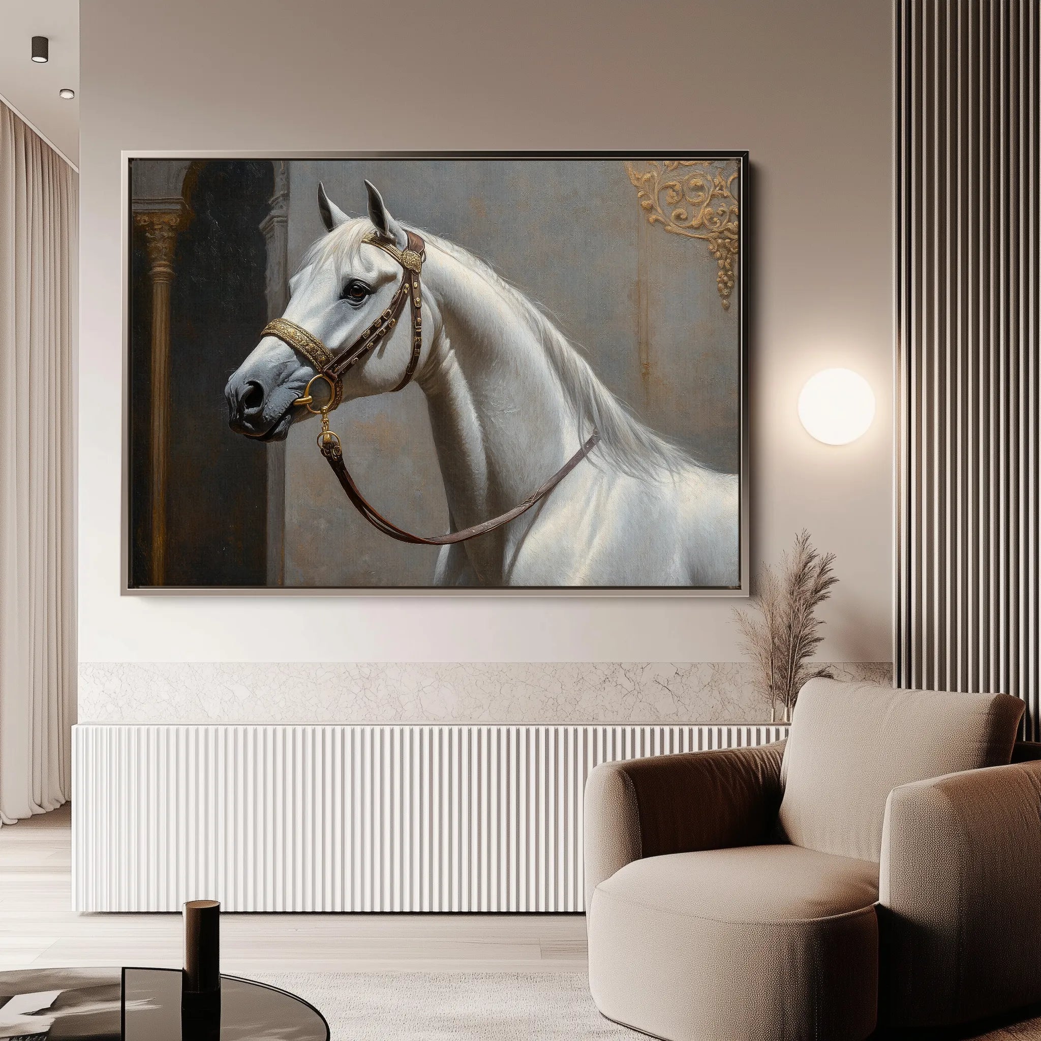 Horses 220 Canvas Art 18" x 24" / 45 x 60 cm / Black
