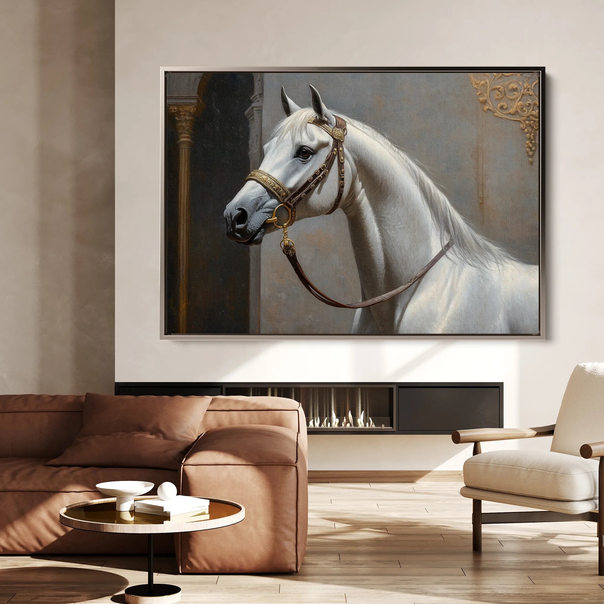 Horses 220 Canvas Art 18" x 24" / 45 x 60 cm / Black