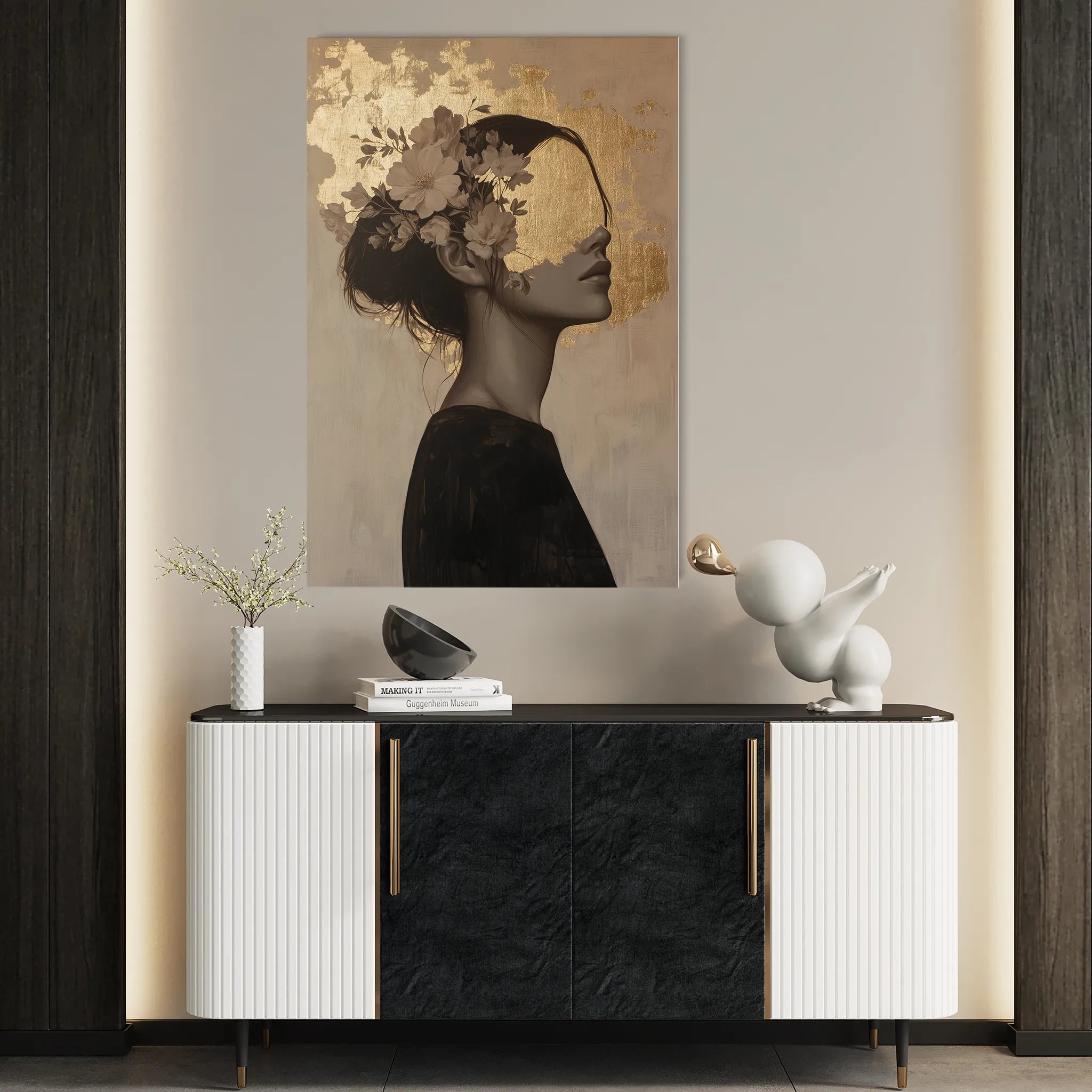 Portrait 223 Canvas Art 18" x 24" / 45 x 60 cm / Black