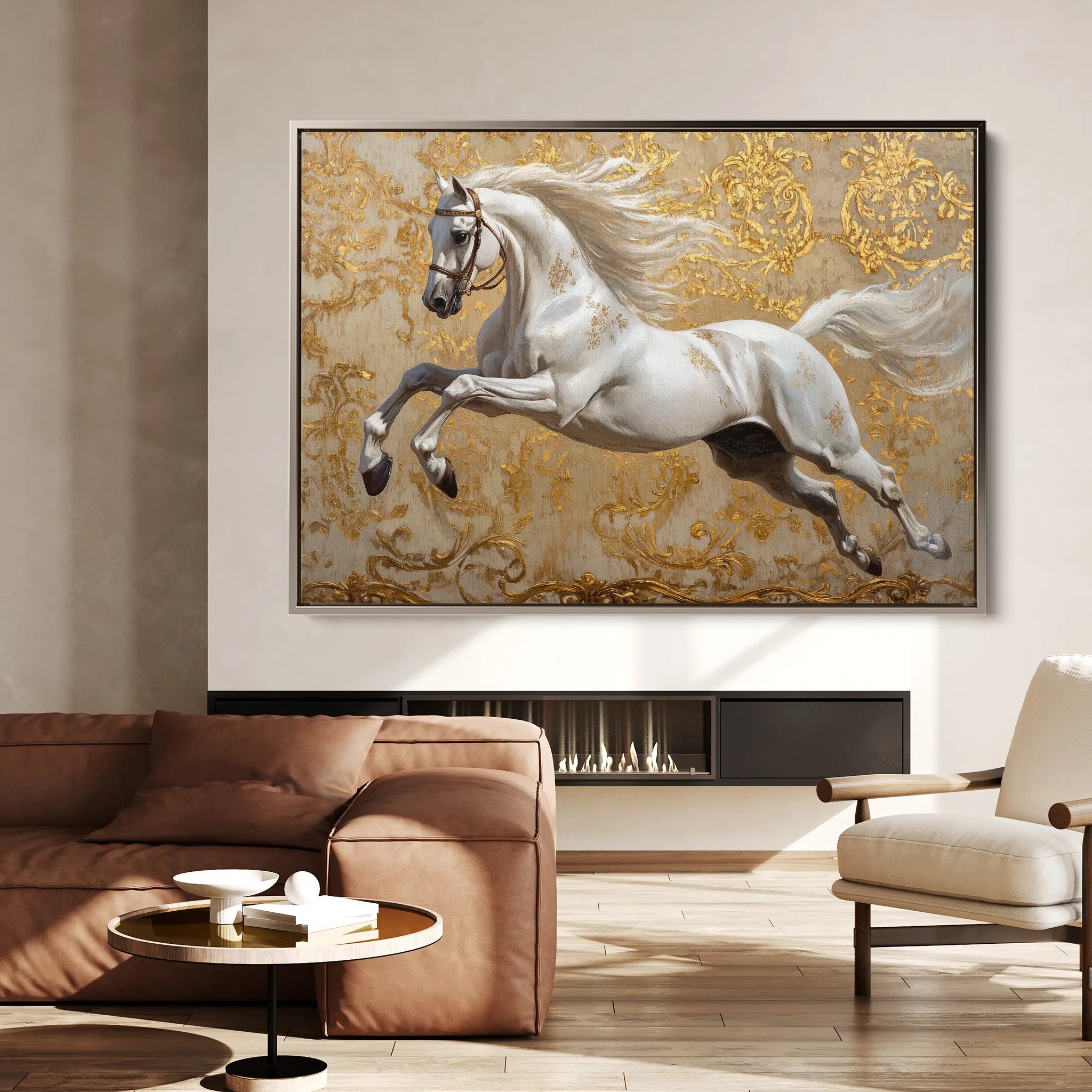 Horses 224 Canvas Art 18" x 24" / 45 x 60 cm / Black