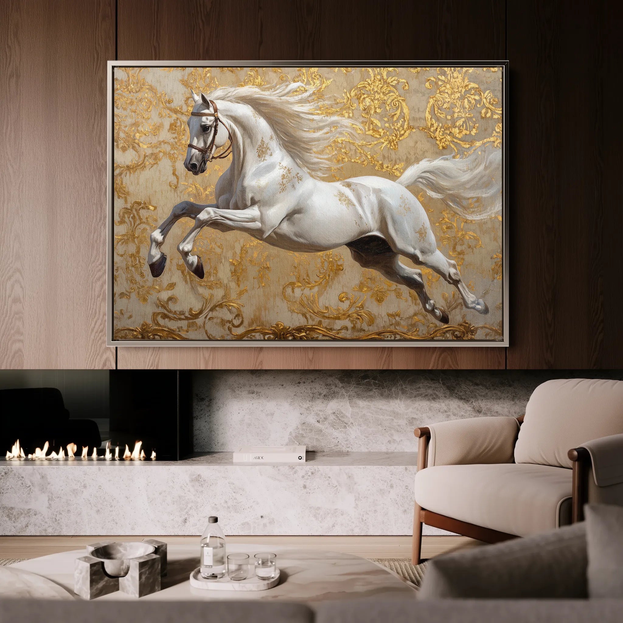 Horses 224 Canvas Art 18" x 24" / 45 x 60 cm / Black
