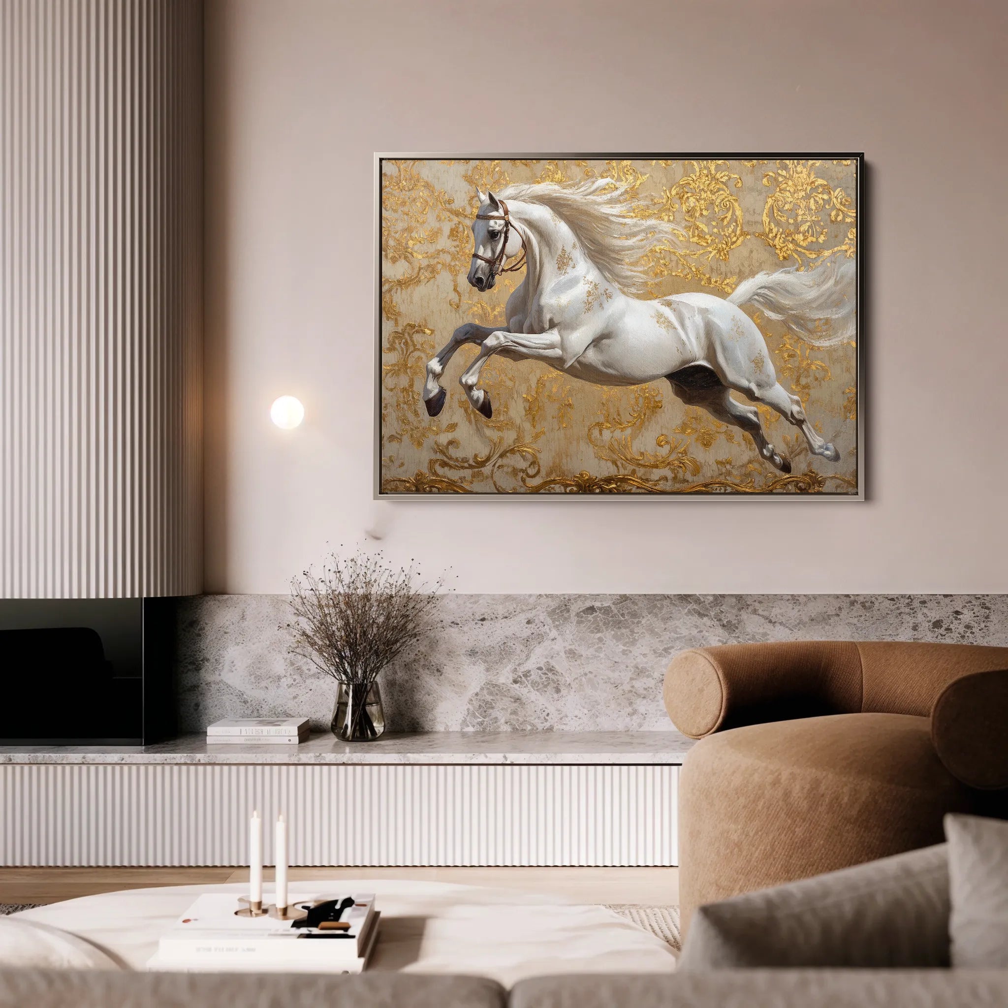 Horses 224 Canvas Art 18" x 24" / 45 x 60 cm / Black